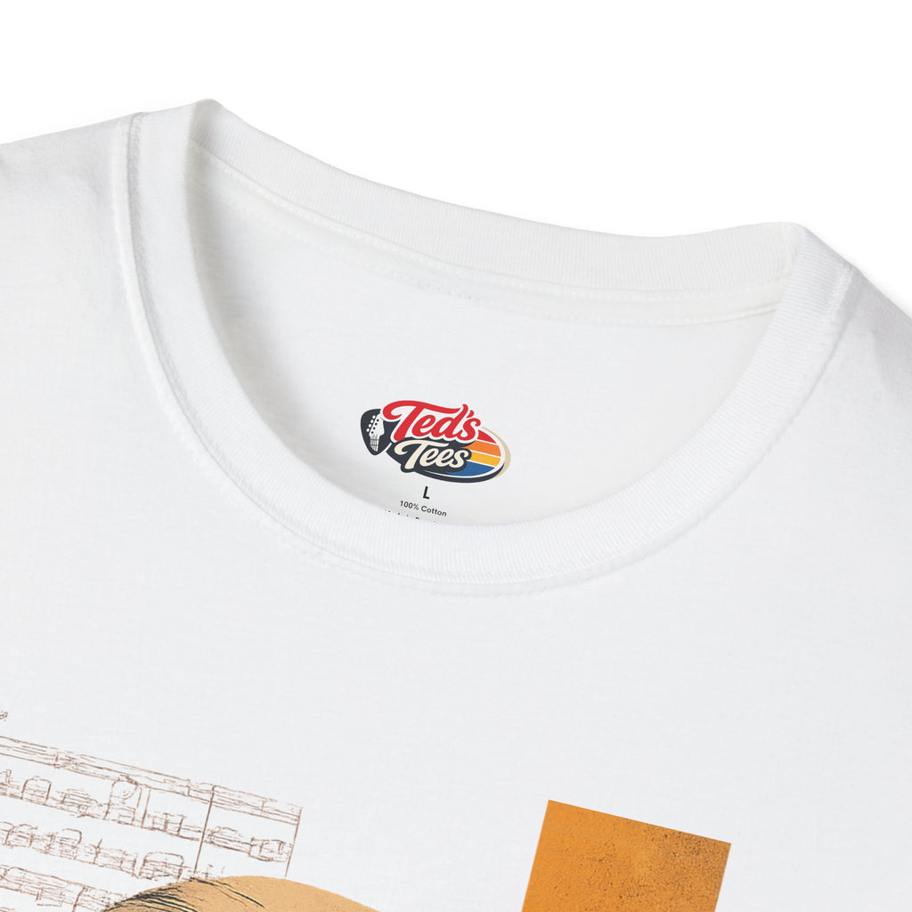 Mozart Portrait T‑Shirt — Retro Geometric Classical Music Tee