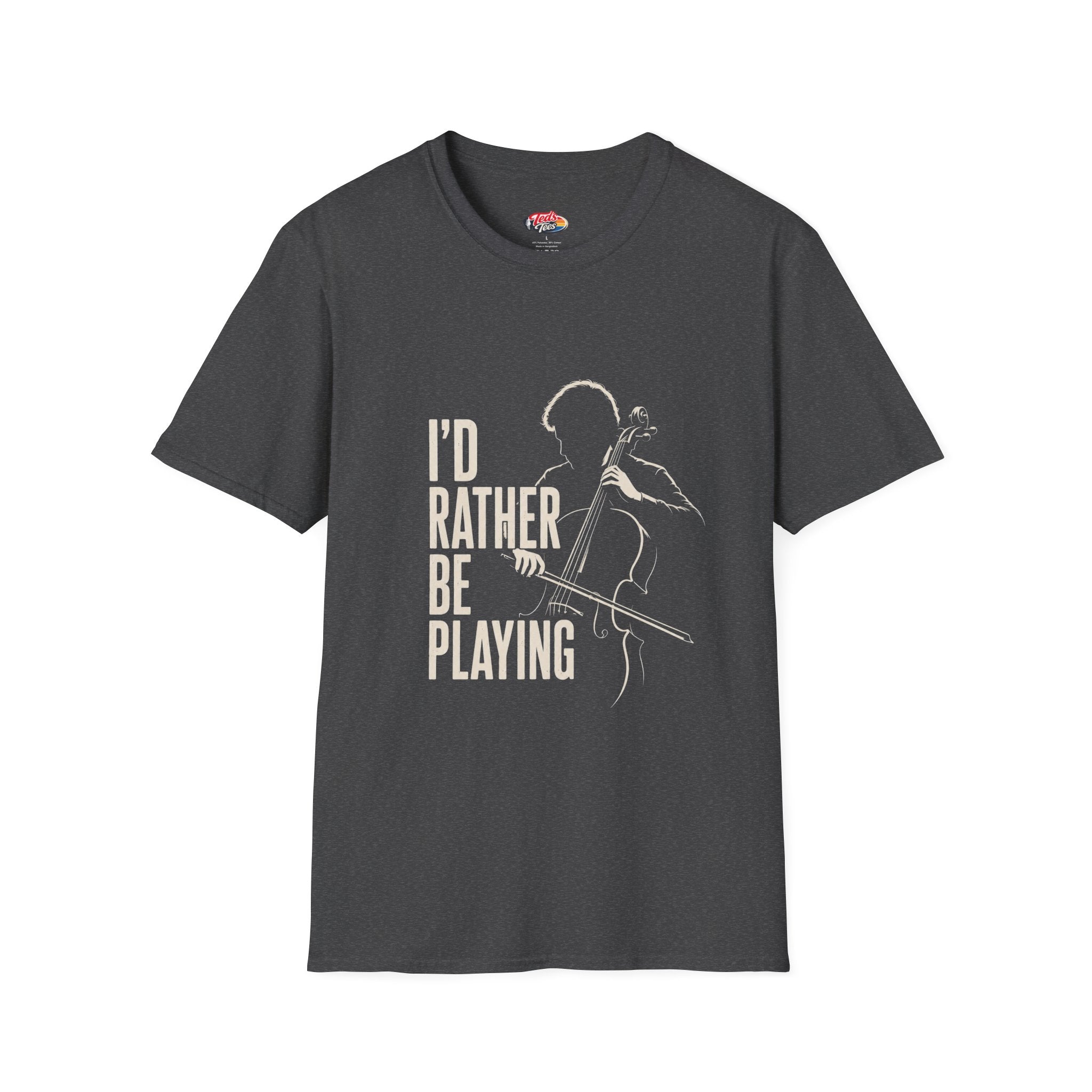 I’d Rather Be Playing T-Shirt — Minimal Cello Music Tee