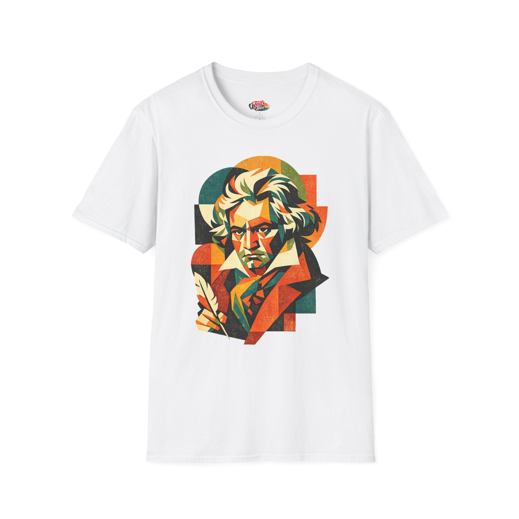Beethoven Portrait T‑Shirt — Colorful Geometric Classical Composer Tee