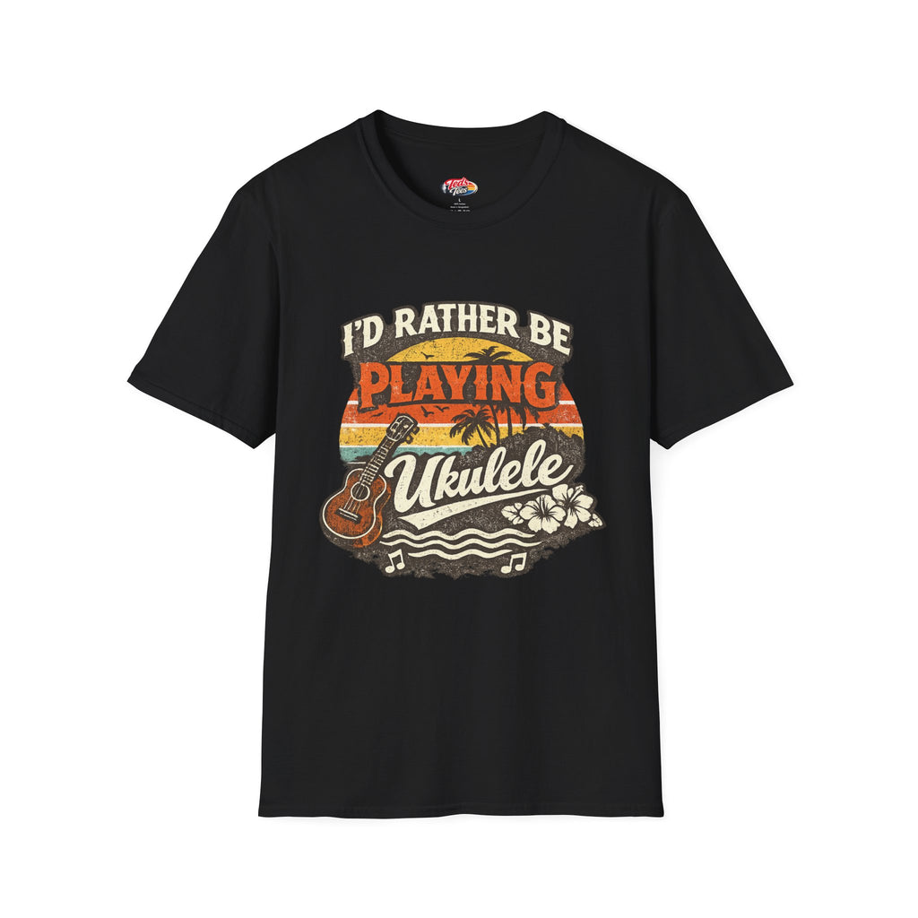 I'd Rather Be Playing Ukulele T-Shirt — Retro Beach Music Tee