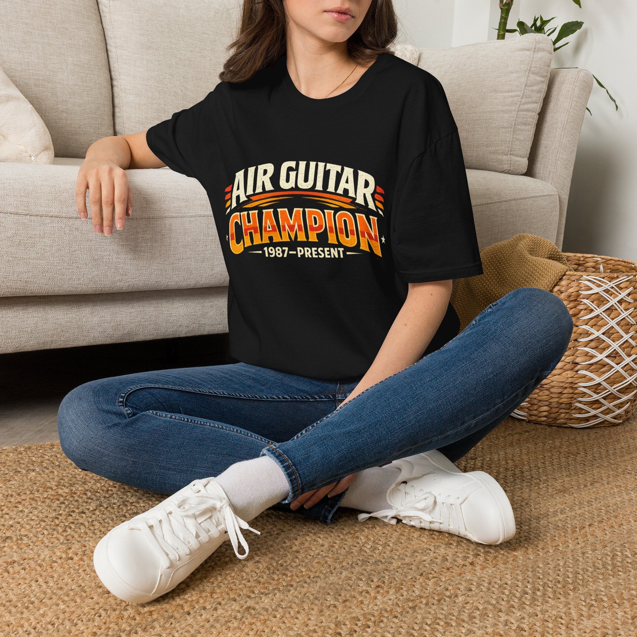 Air Guitar Champion T-Shirt — Retro Rock Music Tee (1987–Present)