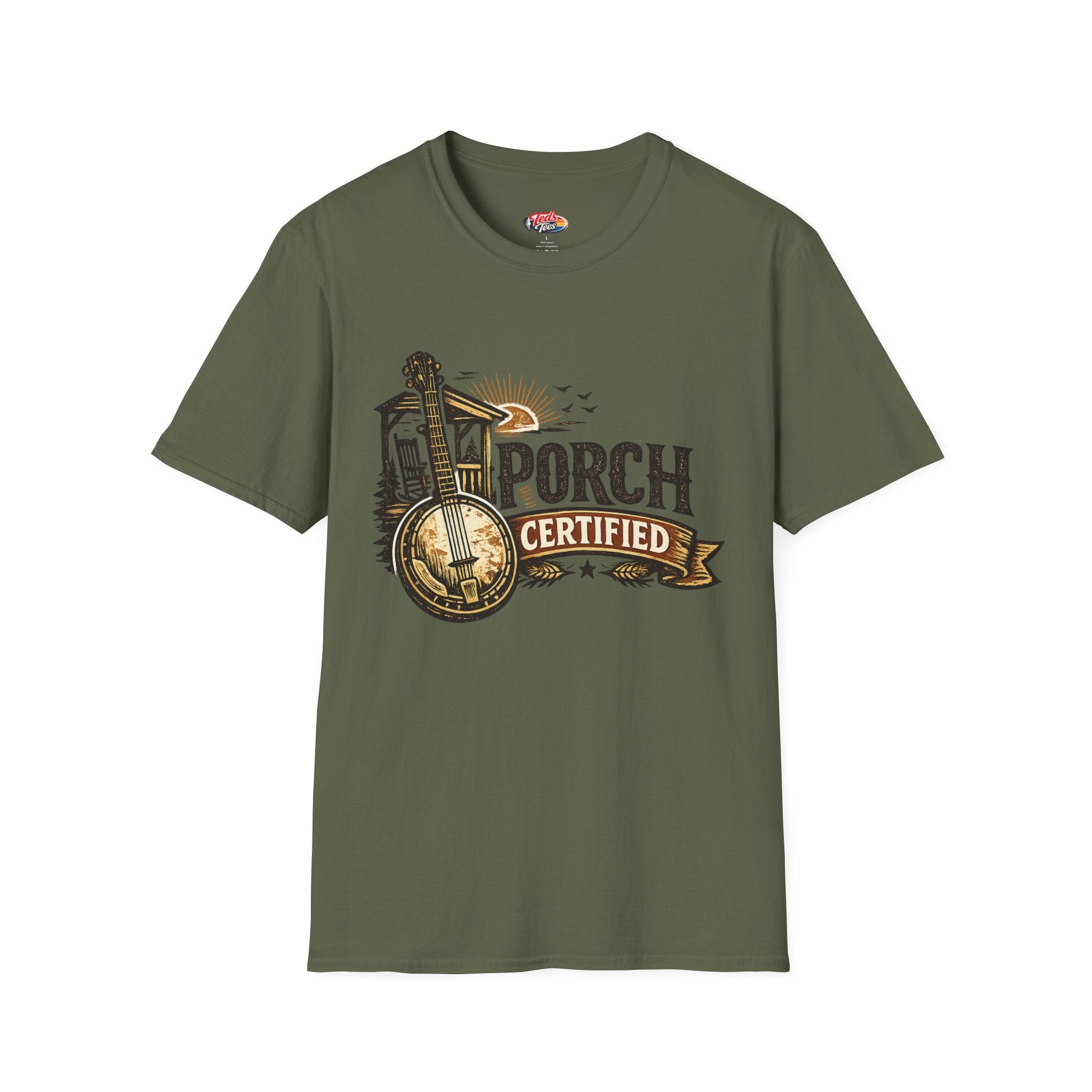 Porch Certified T-Shirt — Rustic Banjo Country Porch Vibes Top