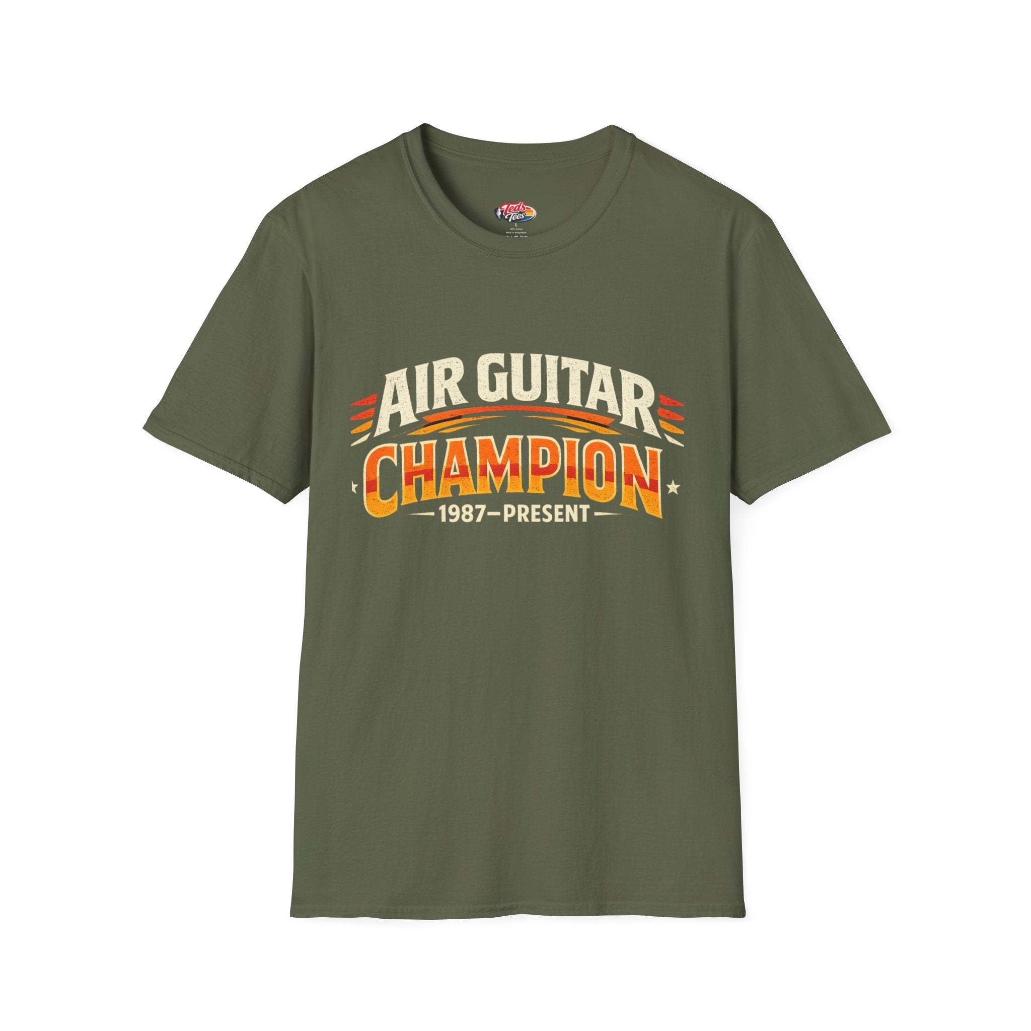 Air Guitar Champion T-Shirt — Retro Rock Music Tee (1987–Present)