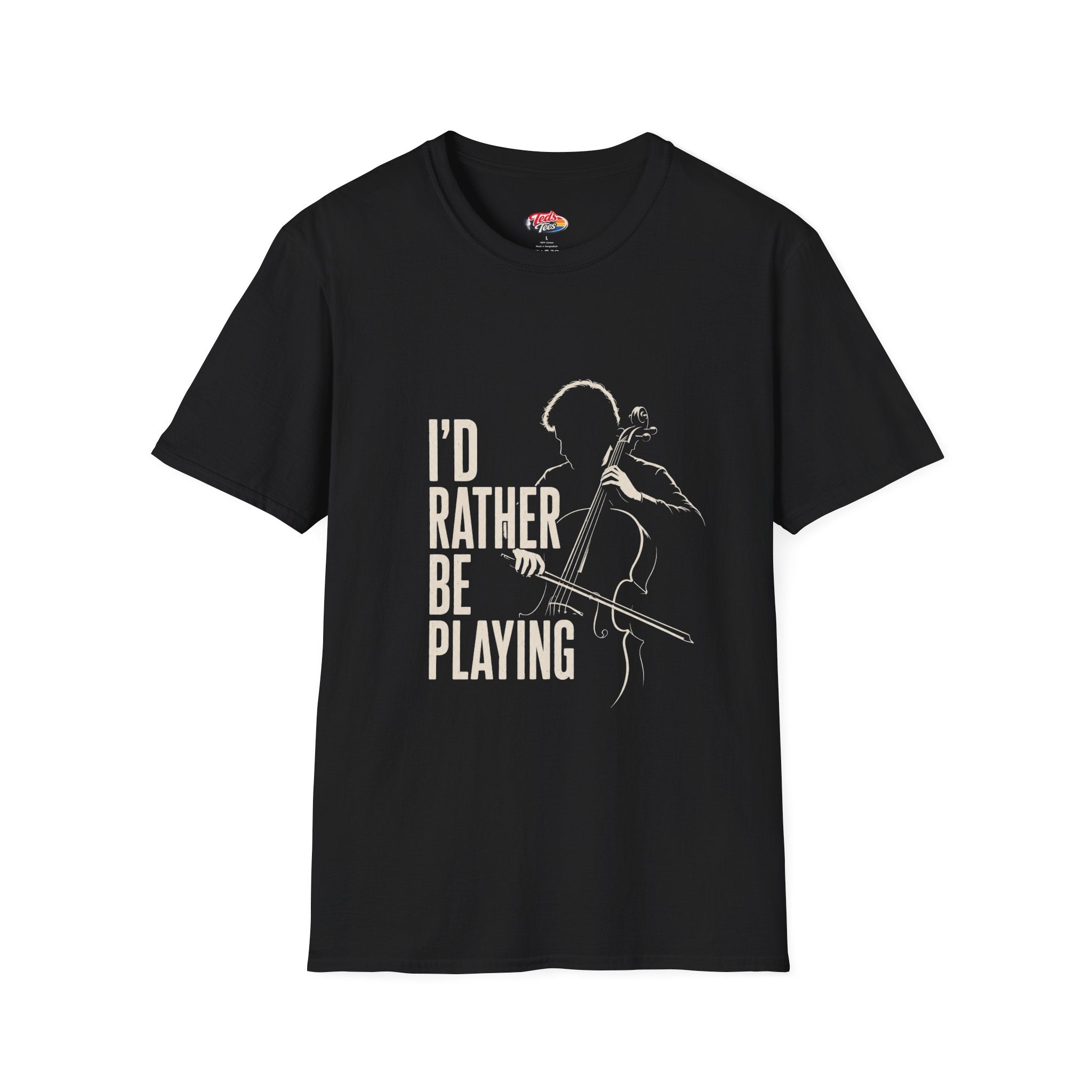 I’d Rather Be Playing T-Shirt — Minimal Cello Music Tee