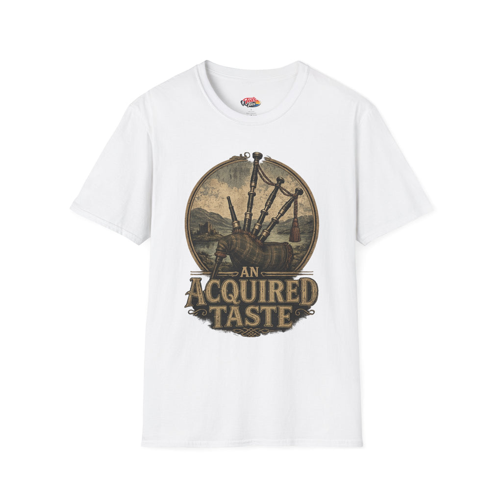 Bagpipes Vintage Graphic Tee — “An Acquired Taste” Scottish Music T-Shirt