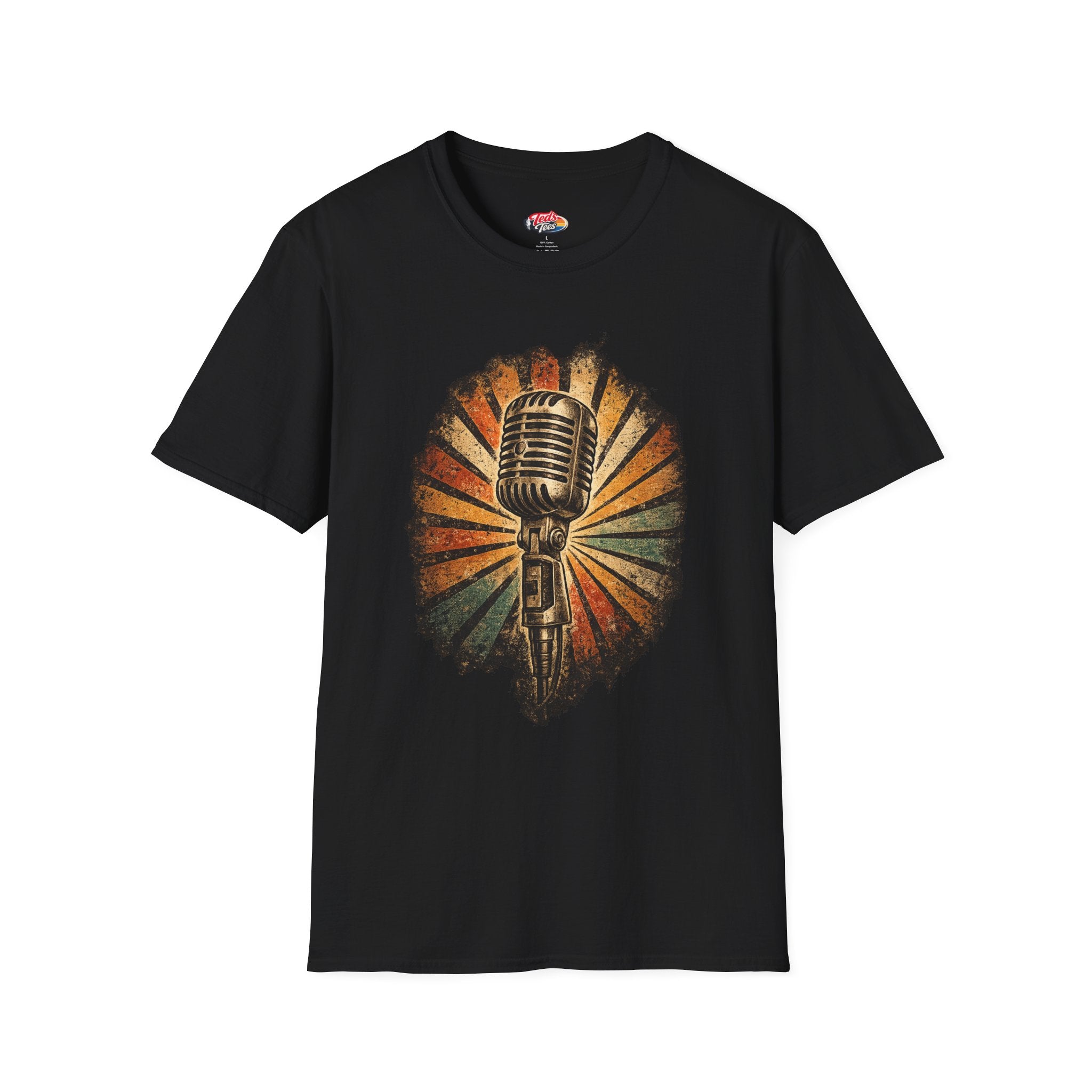Vintage Microphone T-Shirt — Retro Radio Singer Graphic Tee