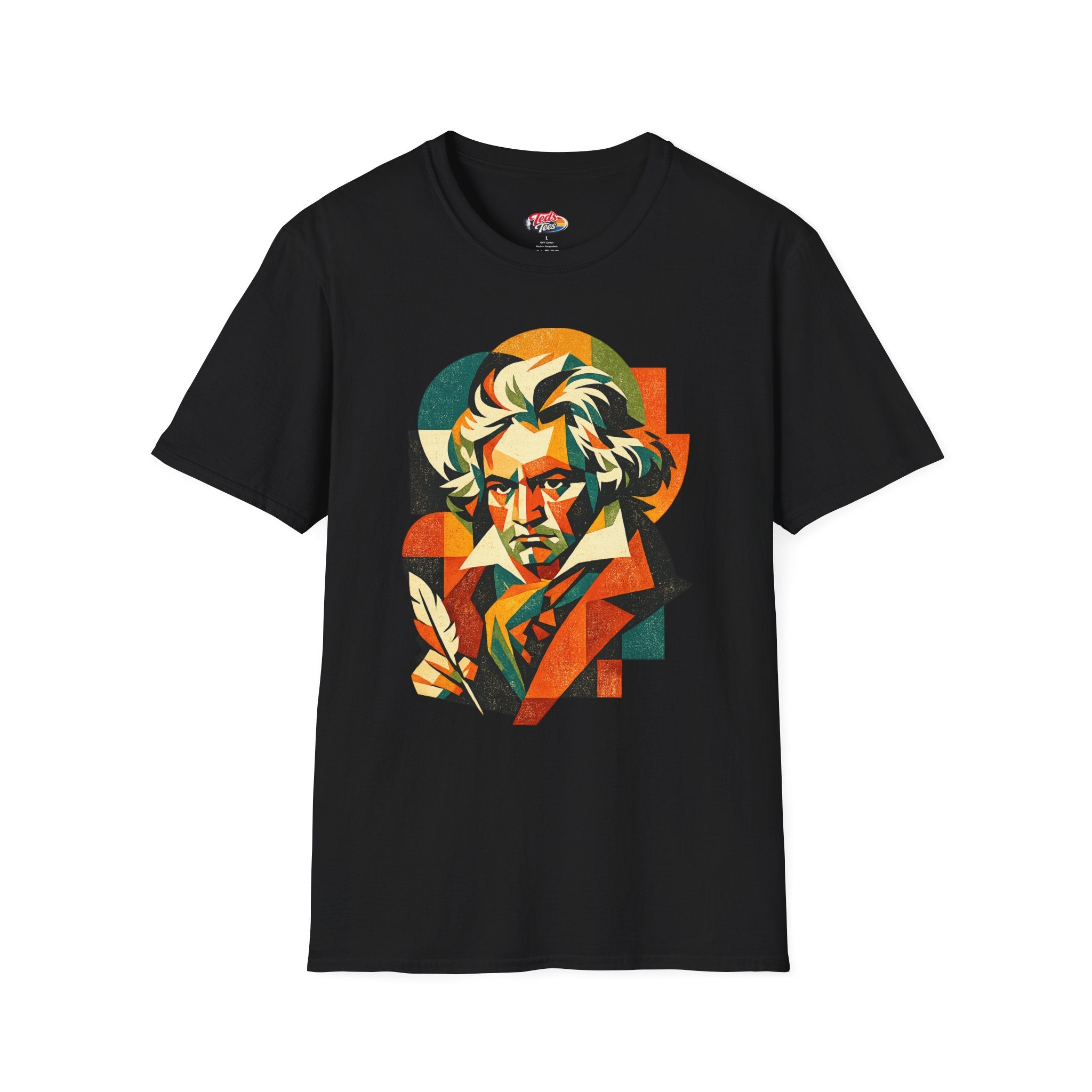 Beethoven Portrait T‑Shirt — Colorful Geometric Classical Composer Tee