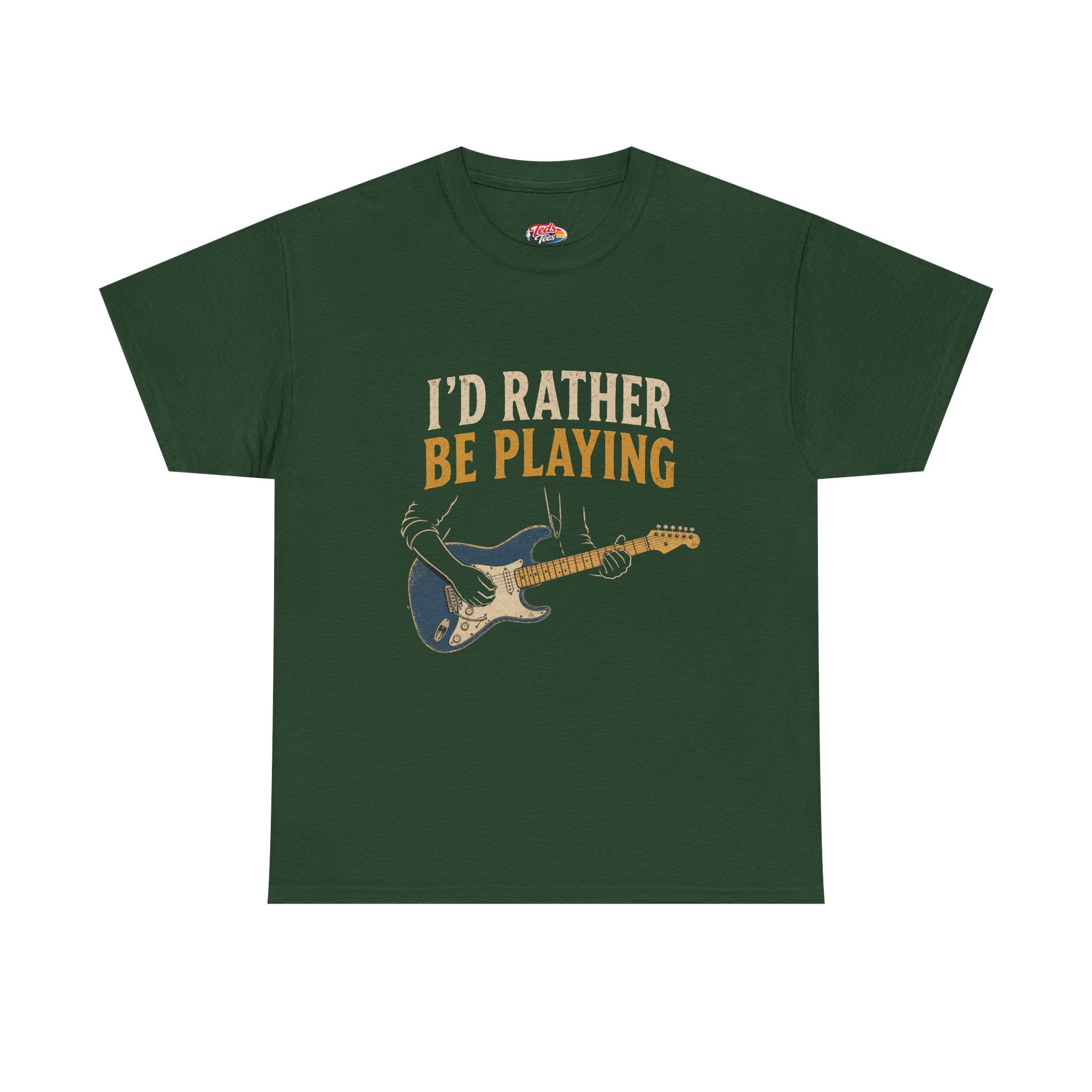 Guitar T-Shirt — "I'd Rather Be Playing" Musician Tee