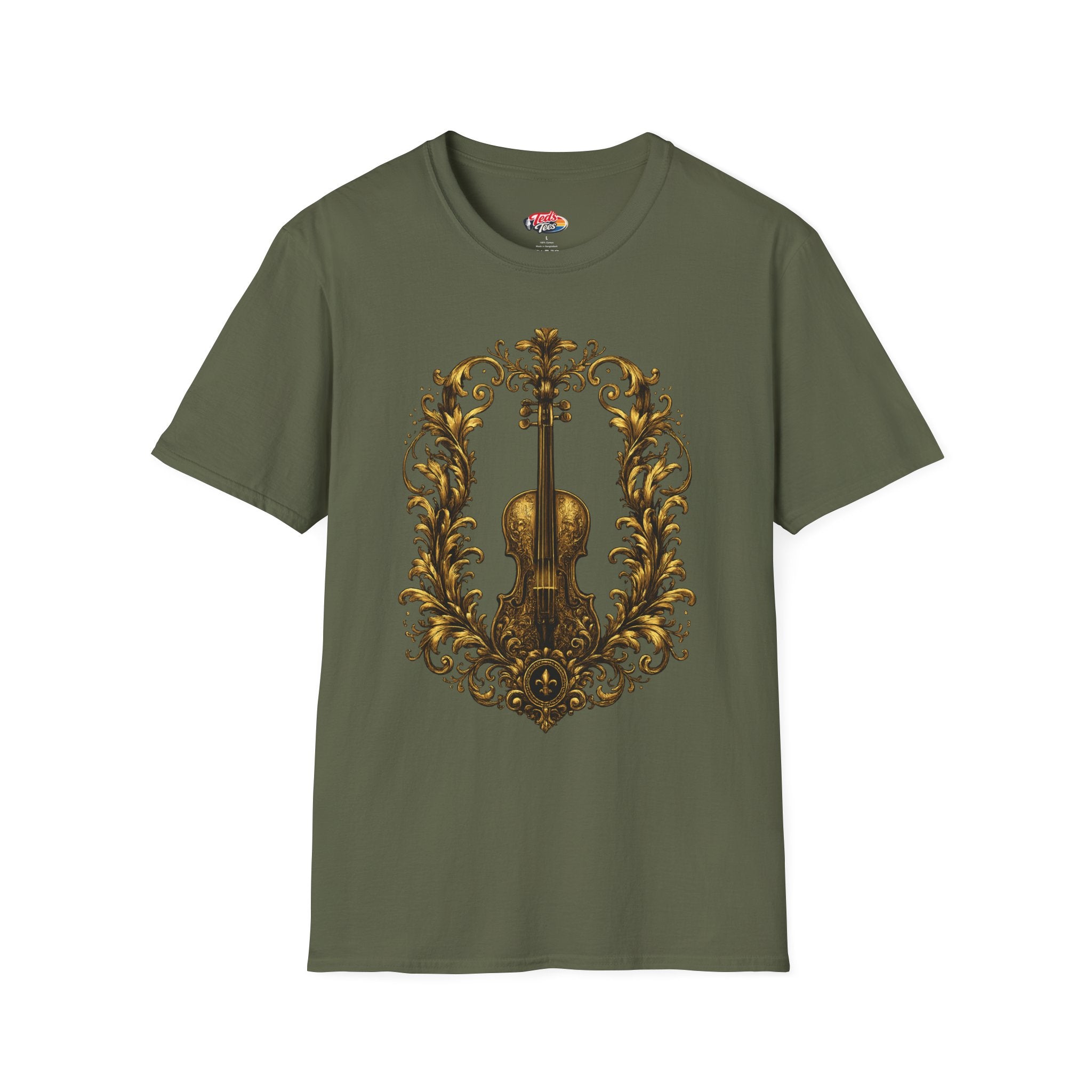 Baroque Violin T‑Shirt — Ornate Vintage Instrument Graphic Tee