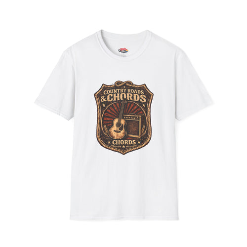 Country Roads & Chords T-Shirt — Vintage Acoustic Guitar Tee