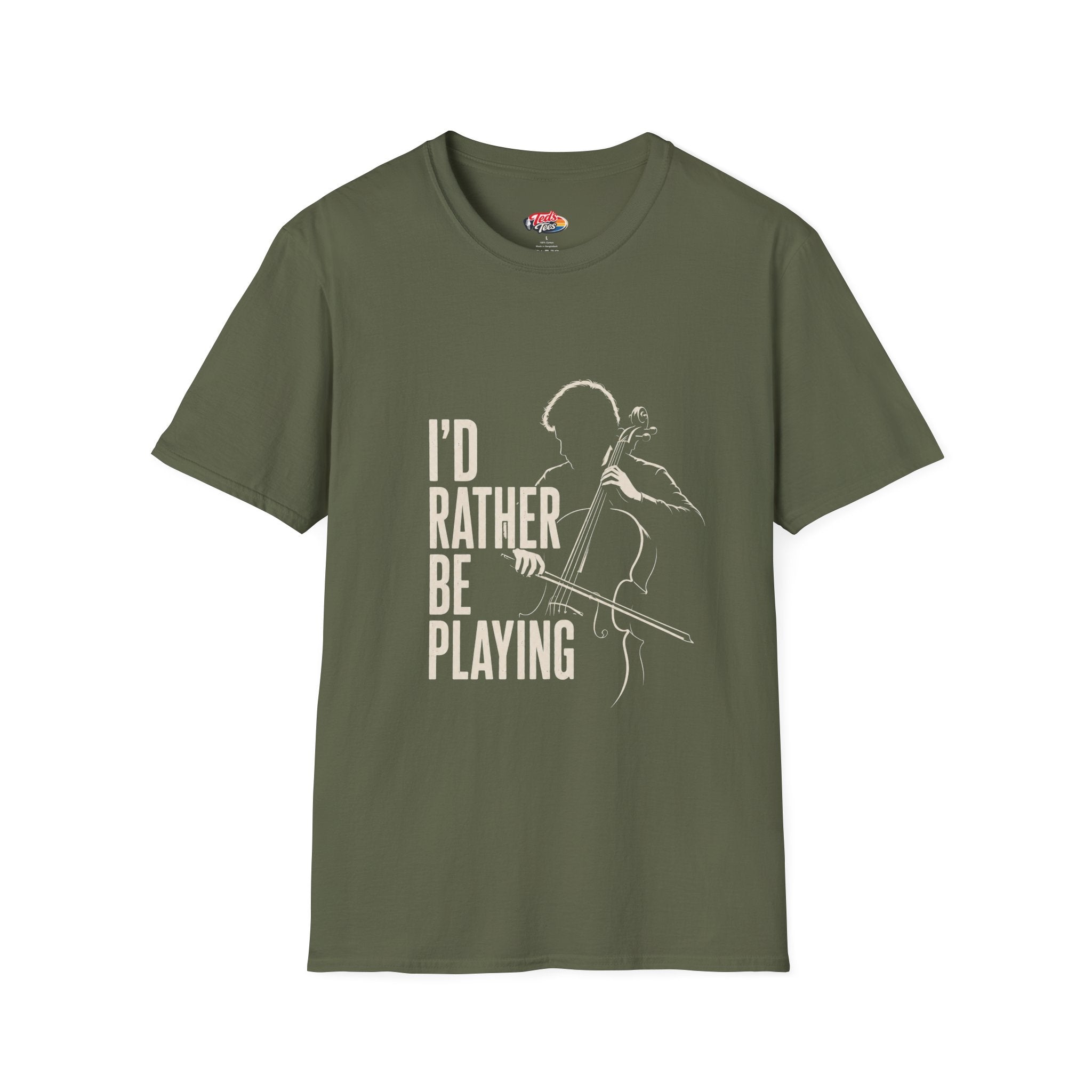 I’d Rather Be Playing T-Shirt — Minimal Cello Music Tee