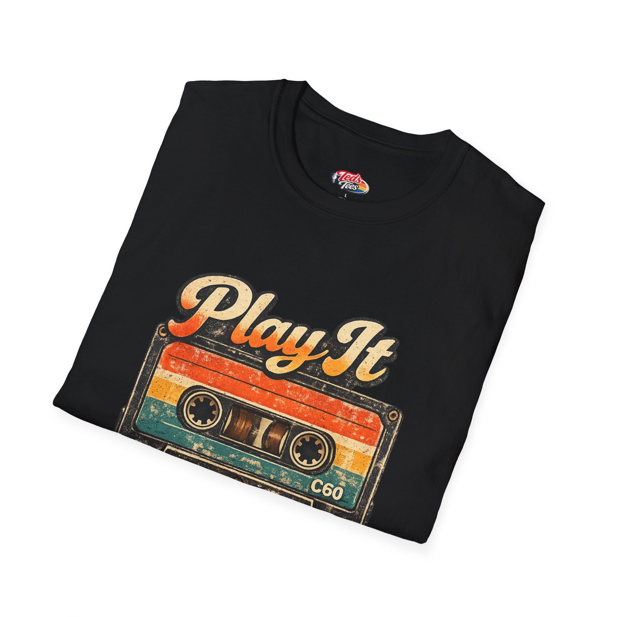 Play It Loud Cassette T-Shirt — Retro Music Vintage Tape Tee