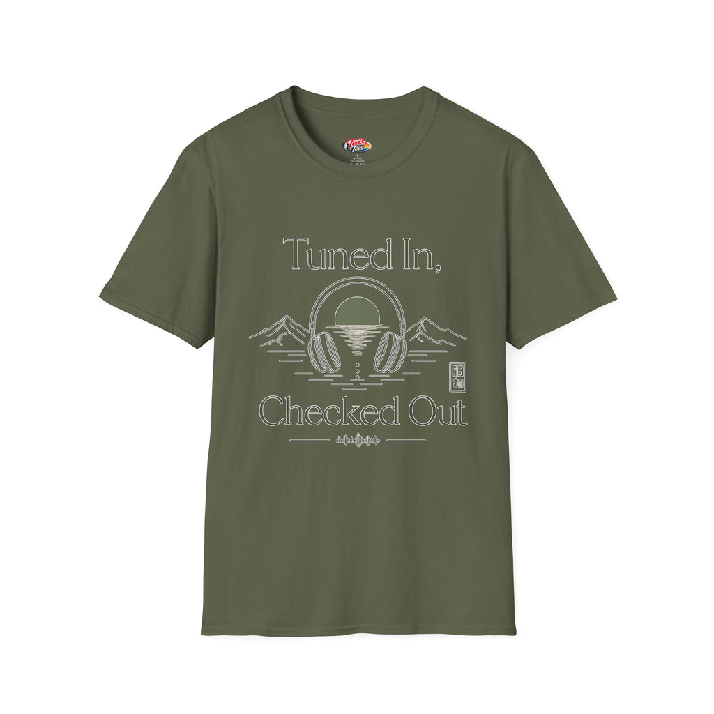 Tuned in, Checked out t-shirt