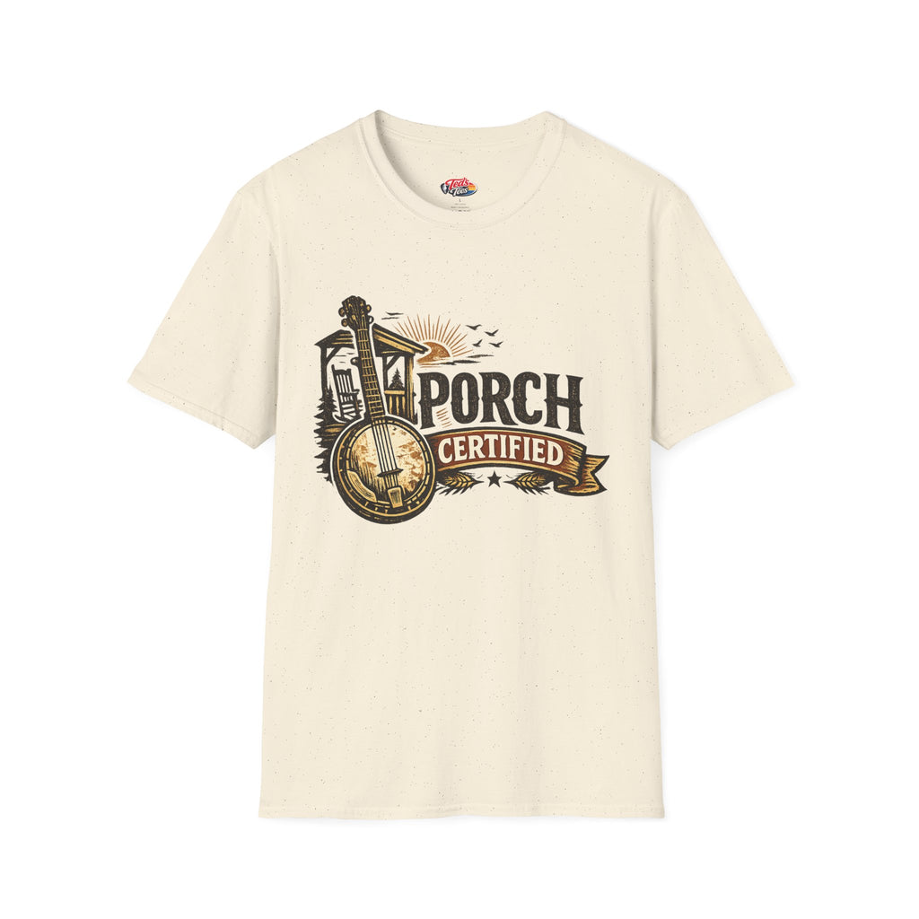 Porch Certified T-Shirt — Rustic Banjo Country Porch Vibes Top