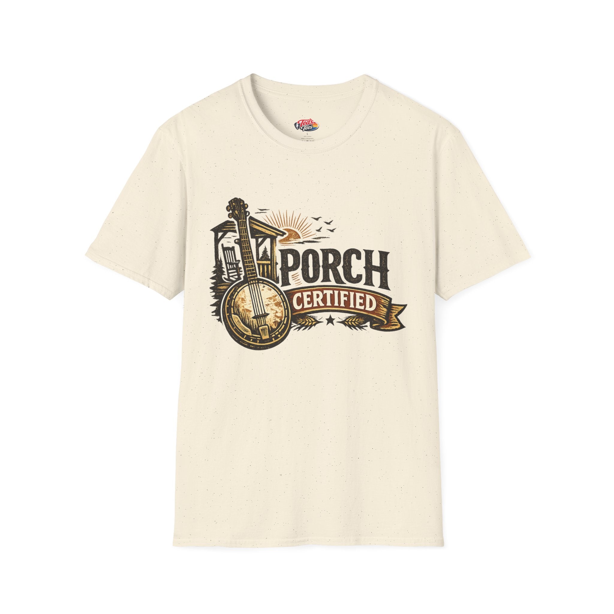 Porch Certified T-Shirt — Rustic Banjo Country Porch Vibes Top