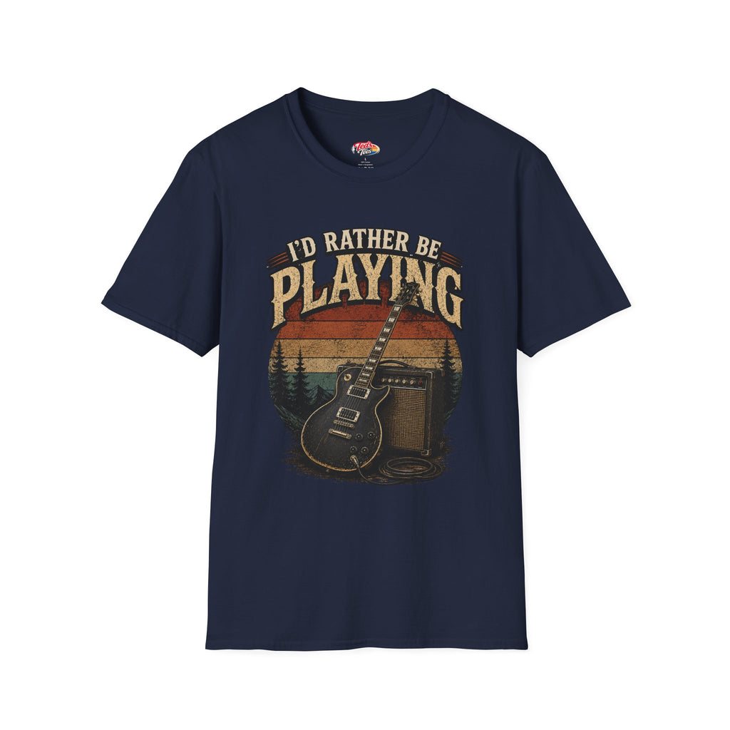 I'd Rather Be Playing Guitar T-Shirt — Vintage Sunset Music Tee