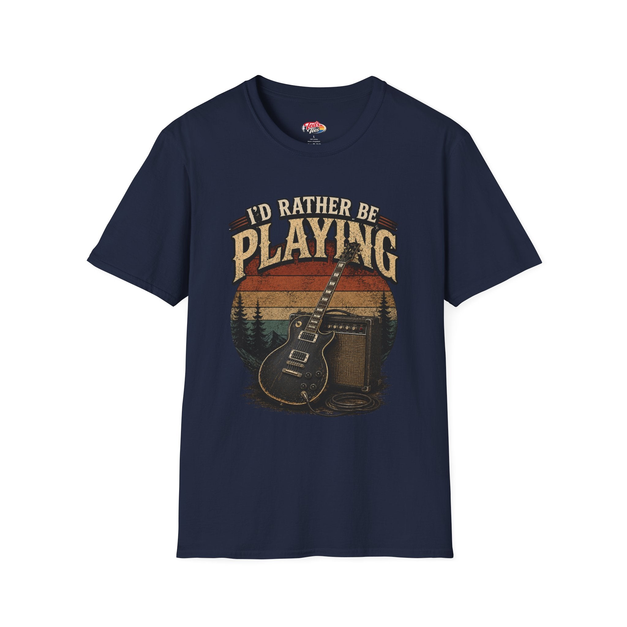 I'd Rather Be Playing Guitar T-Shirt — Vintage Sunset Music Tee
