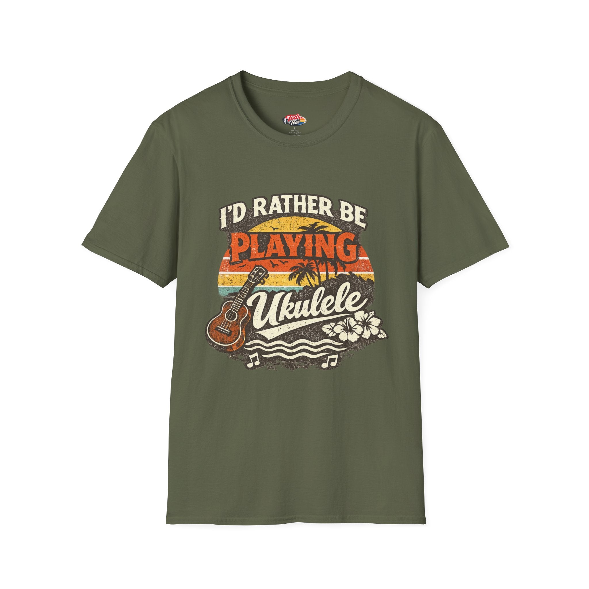 I'd Rather Be Playing Ukulele T-Shirt — Retro Beach Music Tee