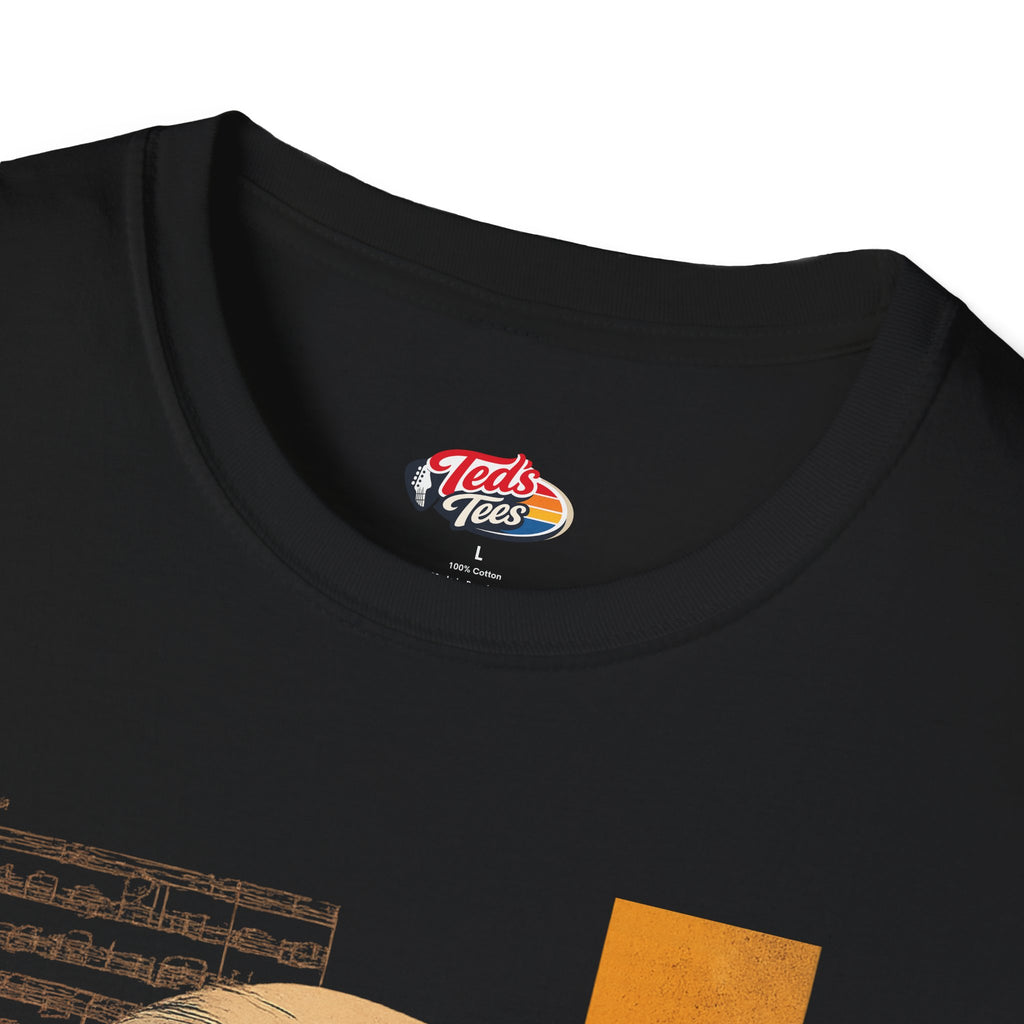 Mozart Portrait T‑Shirt — Retro Geometric Classical Music Tee