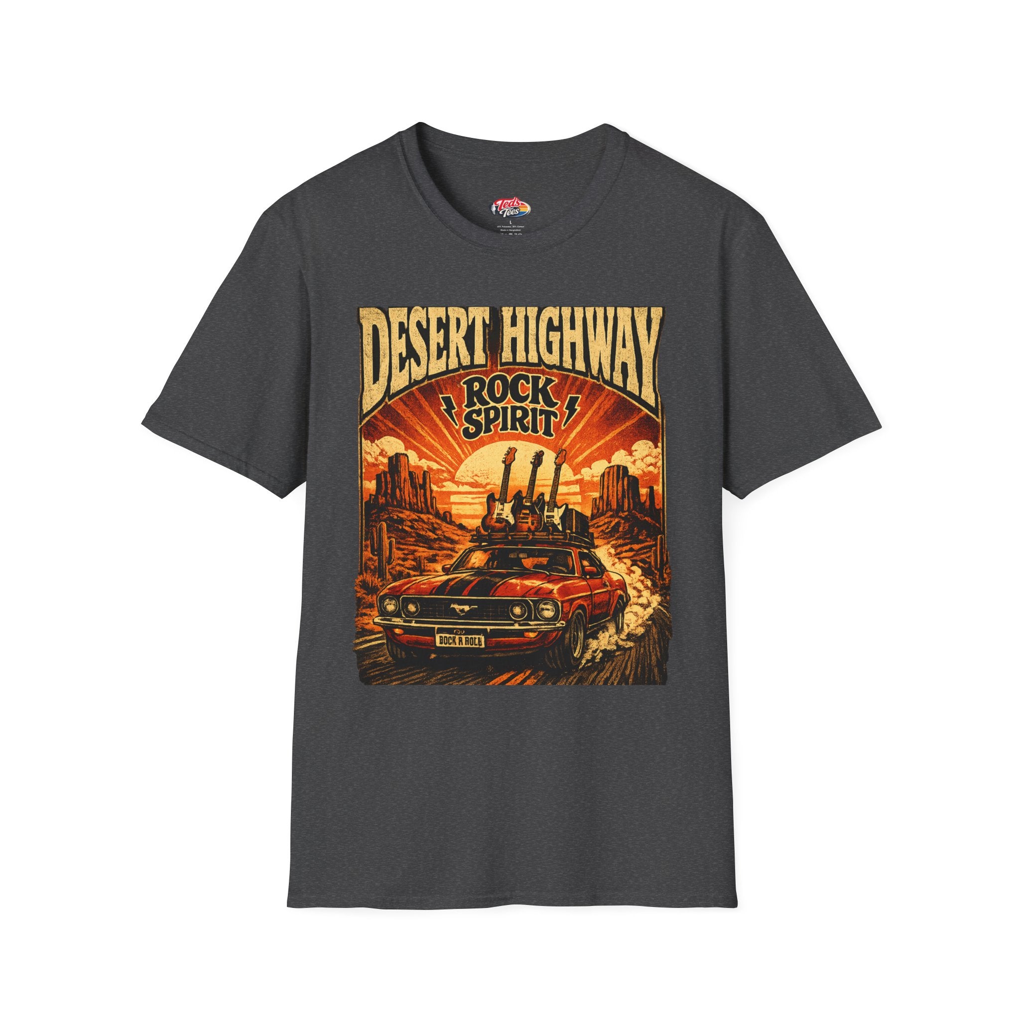 Desert Highway T-Shirt — 'Desert Highway Rock Spirit' Vintage Muscle Car Graphic Tee