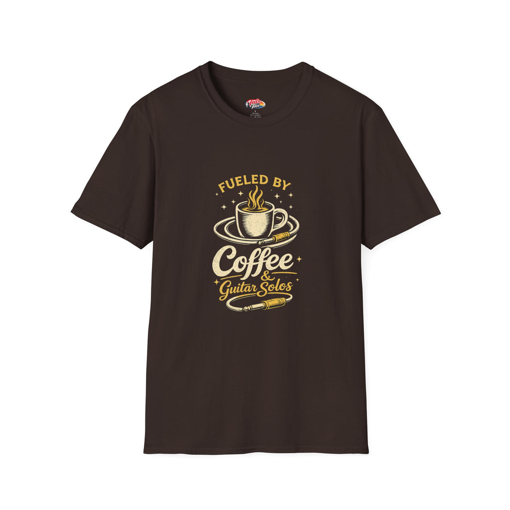 Coffee & Guitar Solos T-Shirt — Fueled By Coffee Graphic Tee for Musicians