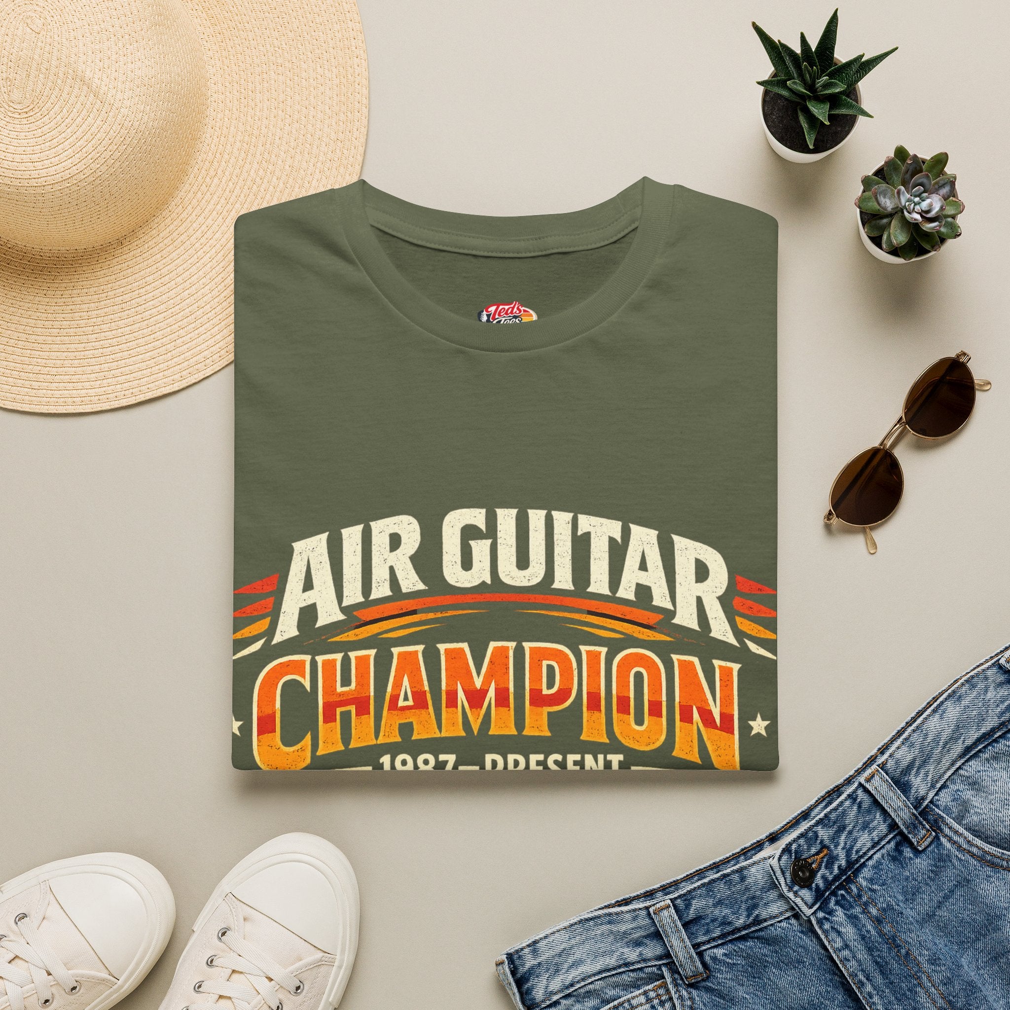 Air Guitar Champion T-Shirt — Retro Rock Music Tee (1987–Present)