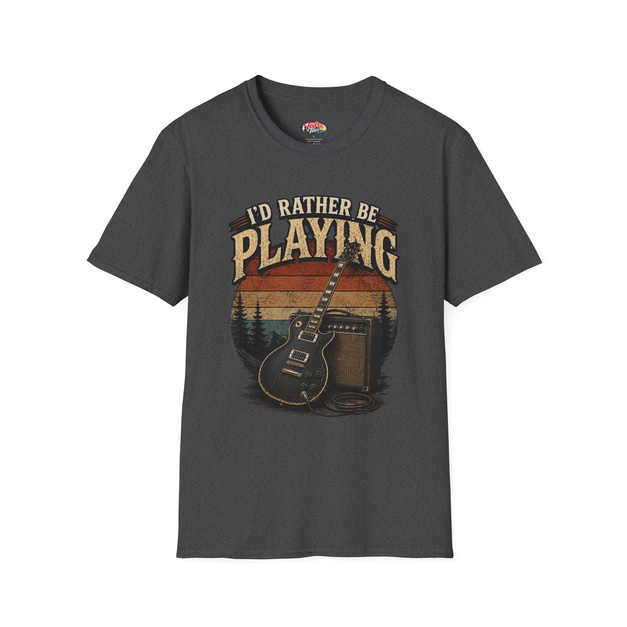 I'd Rather Be Playing Guitar T-Shirt — Vintage Sunset Music Tee