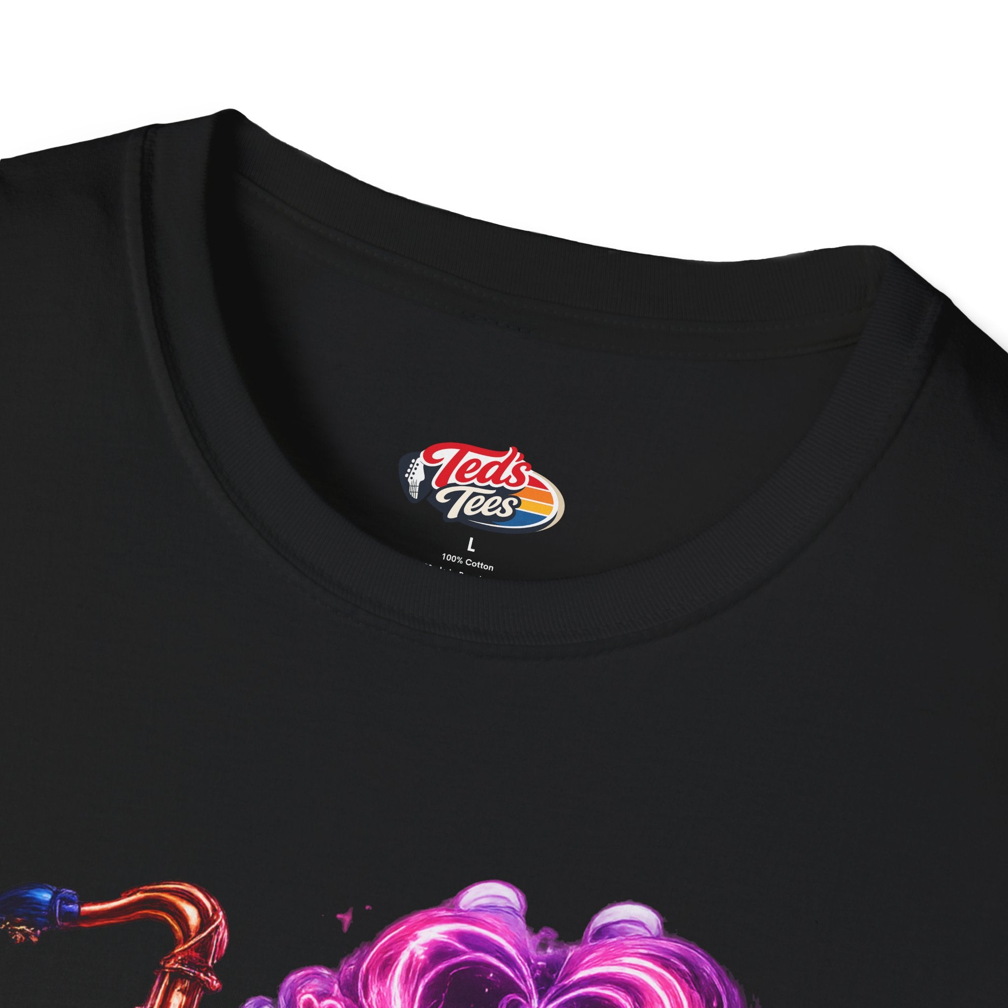 Saxual Healing T-Shirt — Neon Saxophone Heart Music Tee