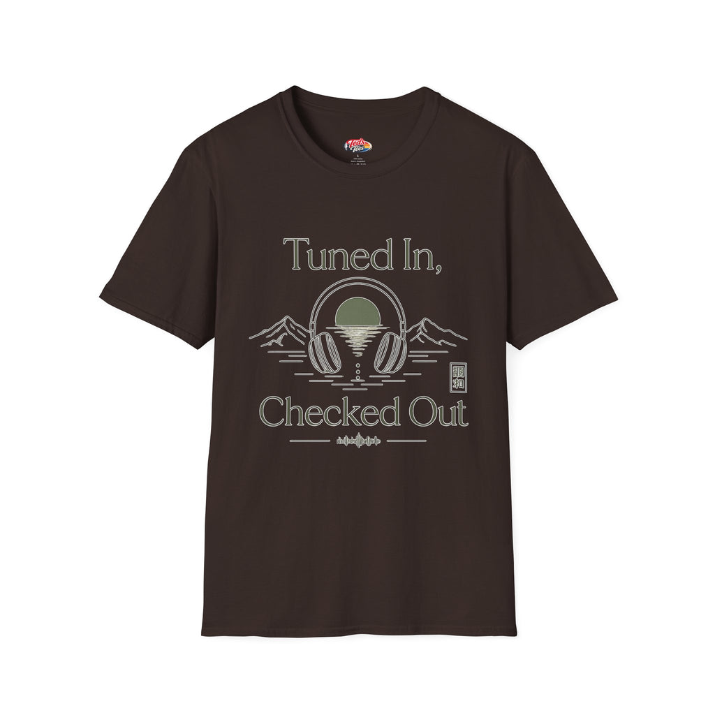 Tuned in, Checked out t-shirt