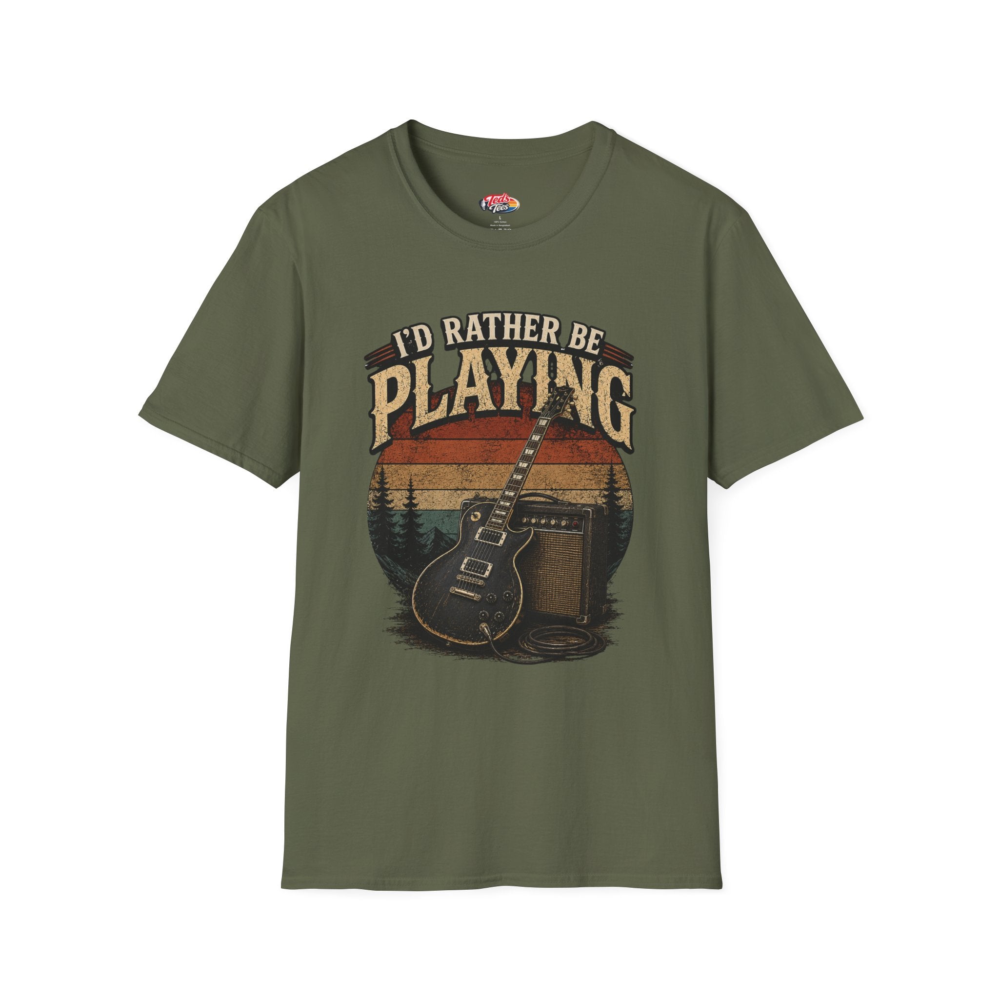 I'd Rather Be Playing Guitar T-Shirt — Vintage Sunset Music Tee