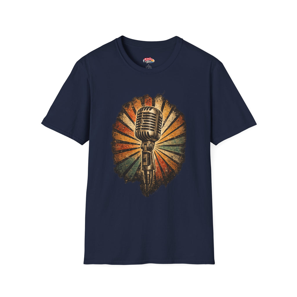 Vintage Microphone T-Shirt — Retro Radio Singer Graphic Tee