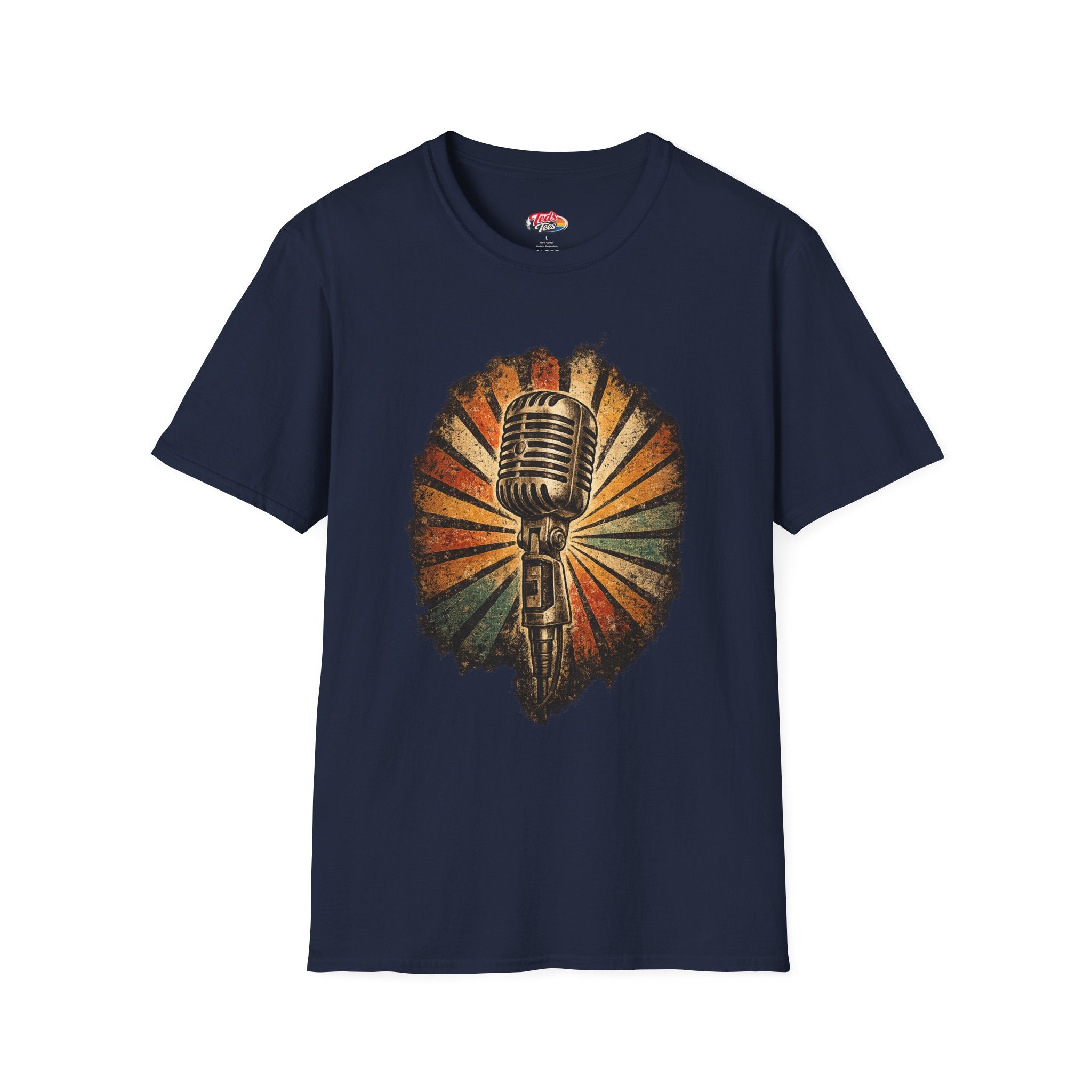 Vintage Microphone T-Shirt — Retro Radio Singer Graphic Tee