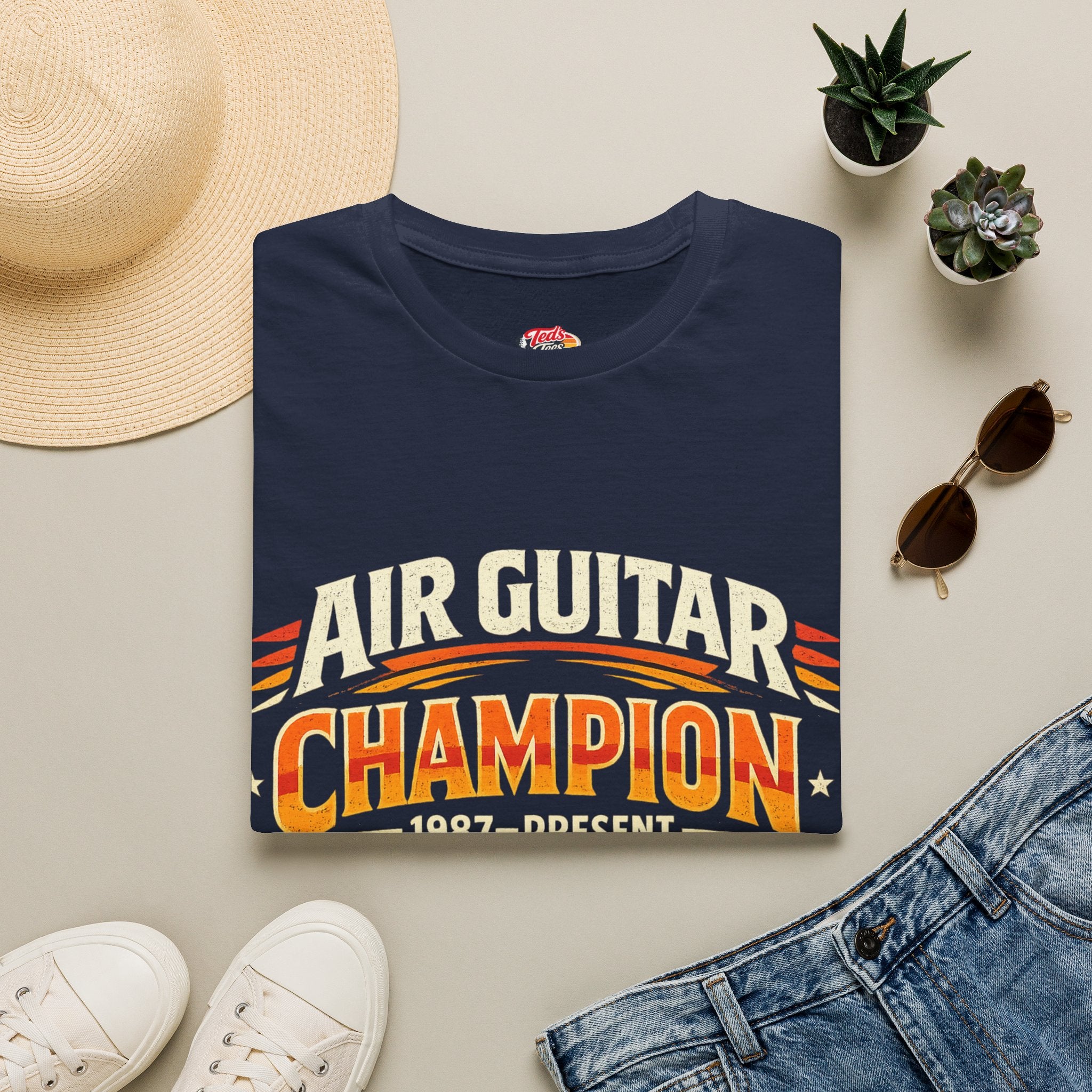 Air Guitar Champion T-Shirt — Retro Rock Music Tee (1987–Present)