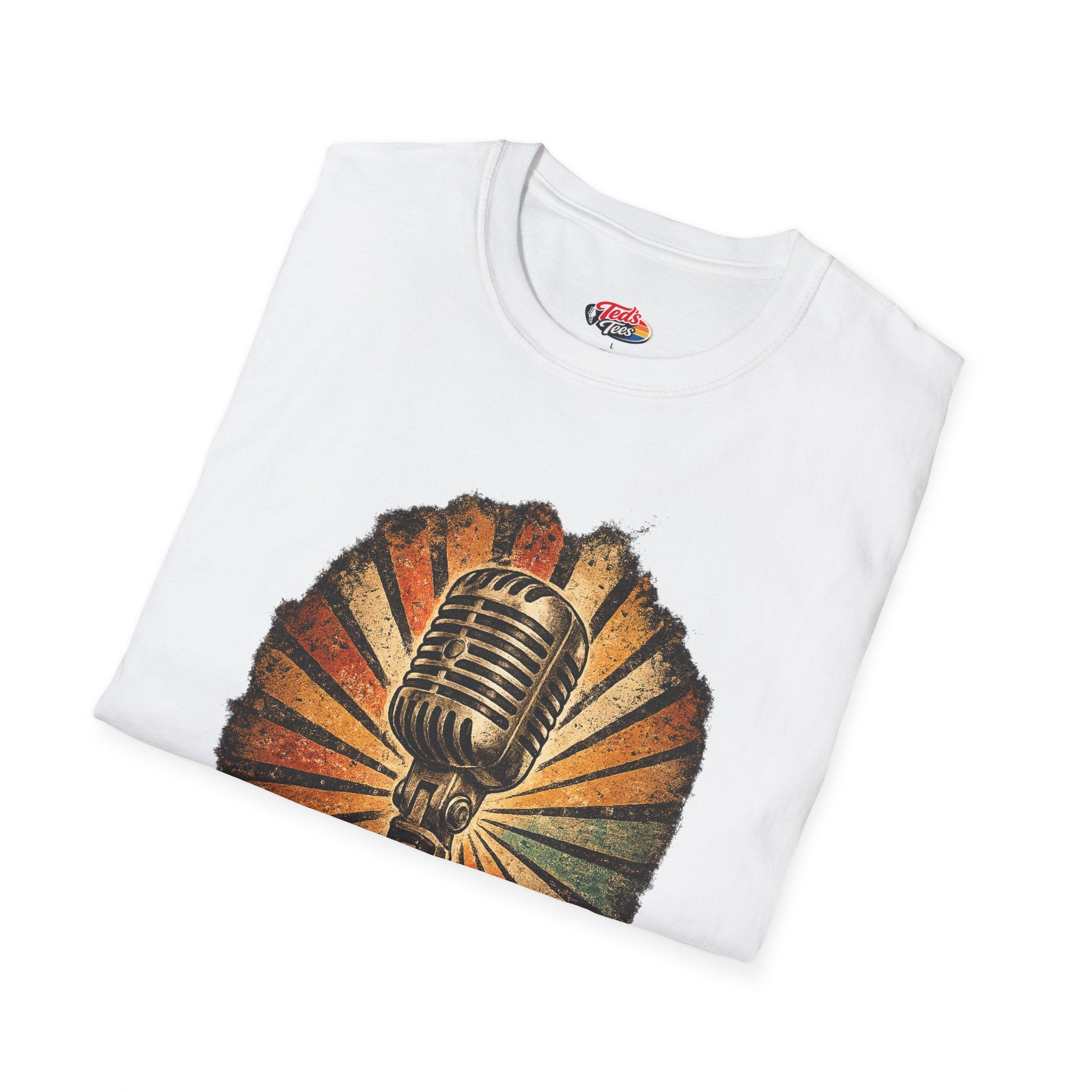 Vintage Microphone T-Shirt — Retro Radio Singer Graphic Tee