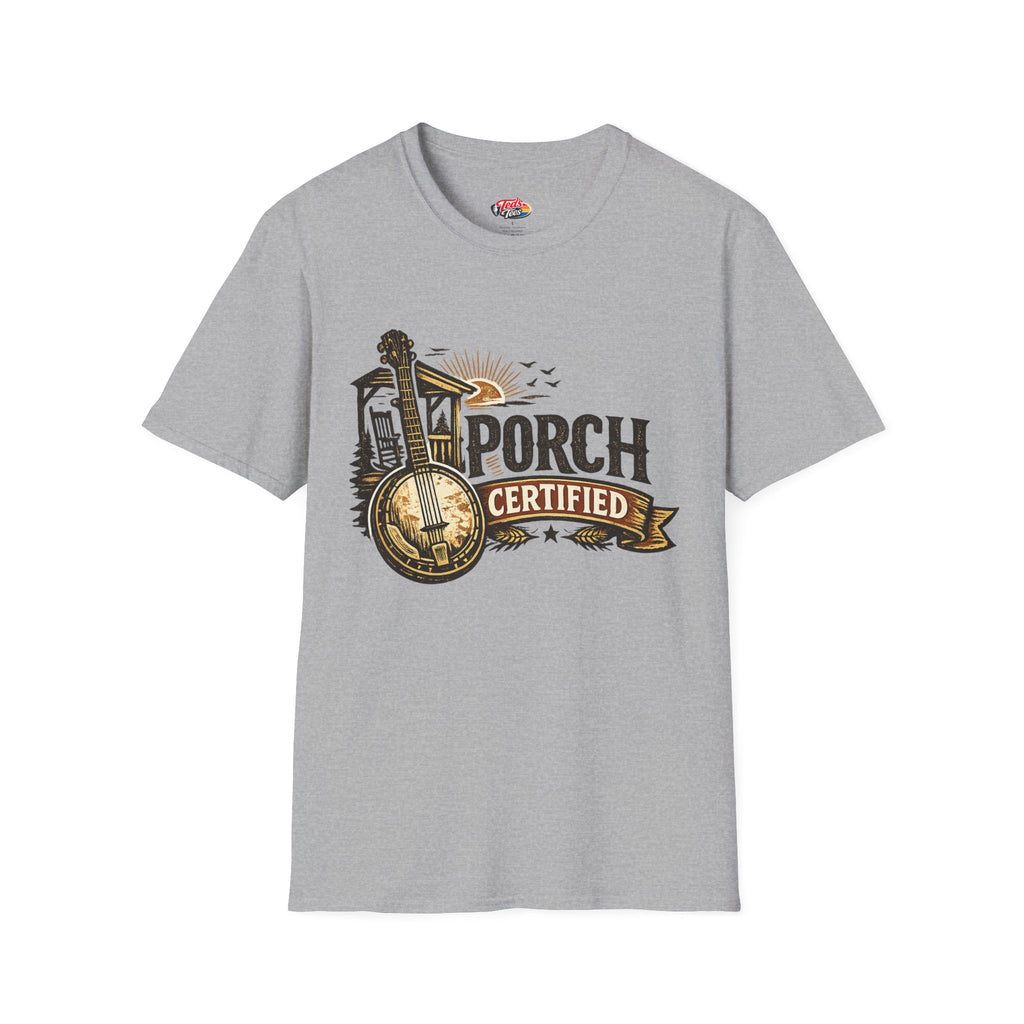 Porch Certified T-Shirt — Rustic Banjo Country Porch Vibes Top