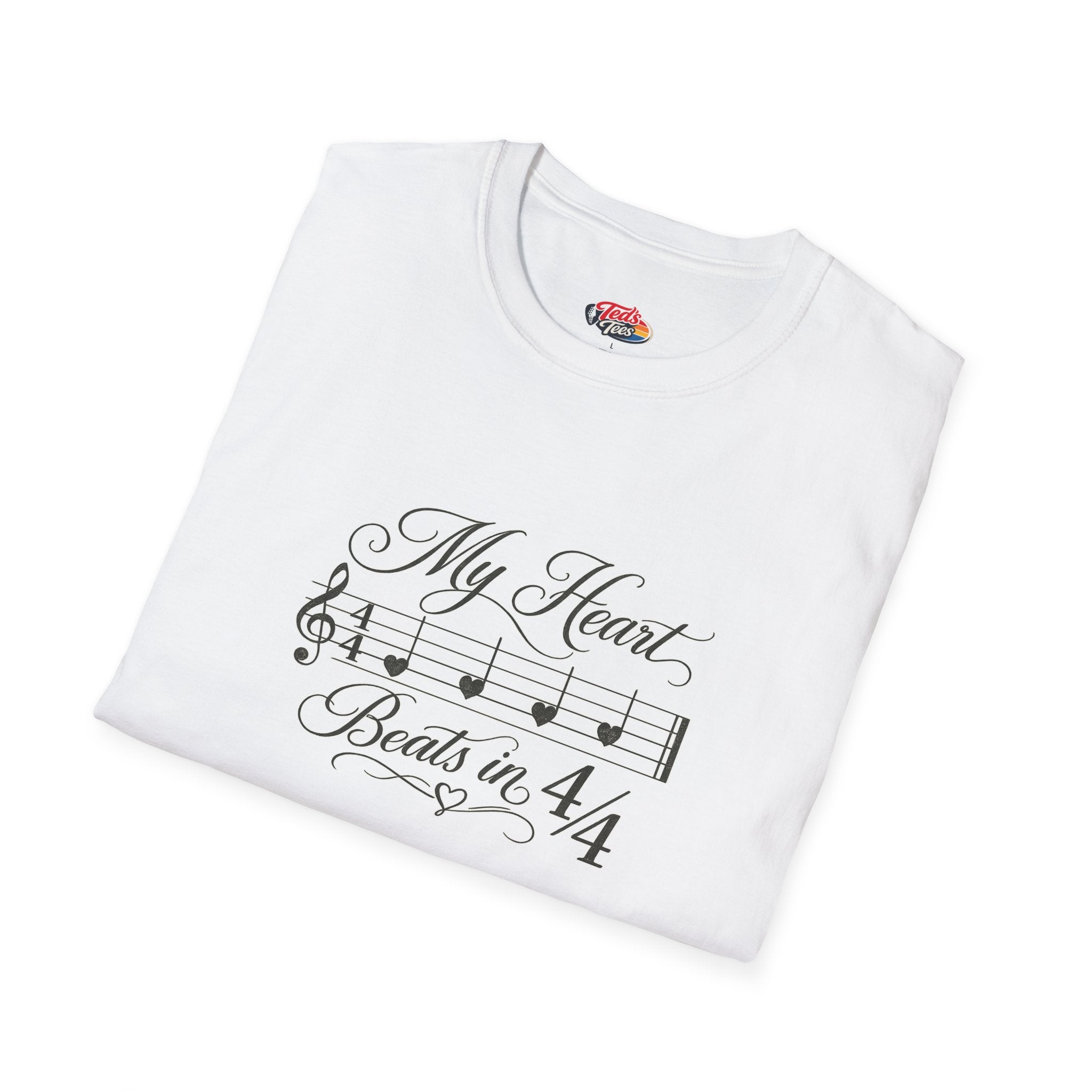T‑Shirt — "My Heart Beats in 4/4" Musical Note Tee