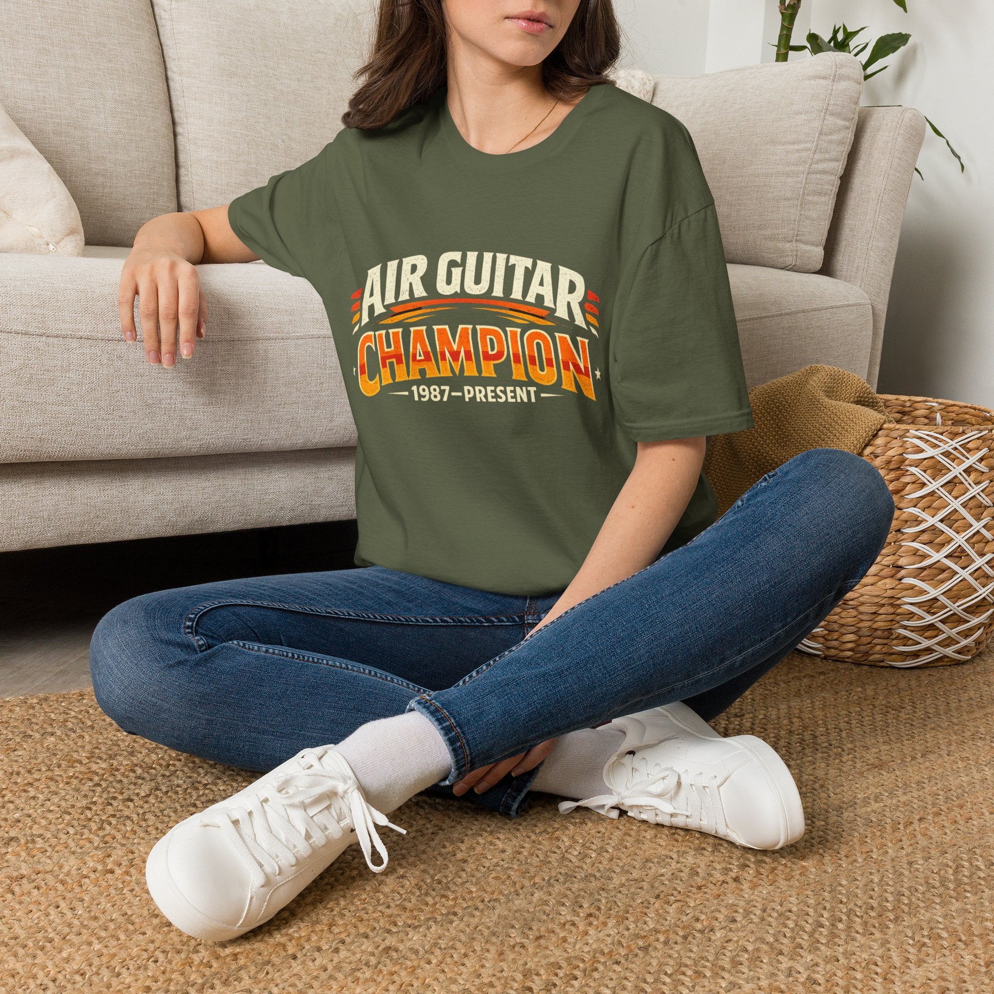 Air Guitar Champion T-Shirt — Retro Rock Music Tee (1987–Present)