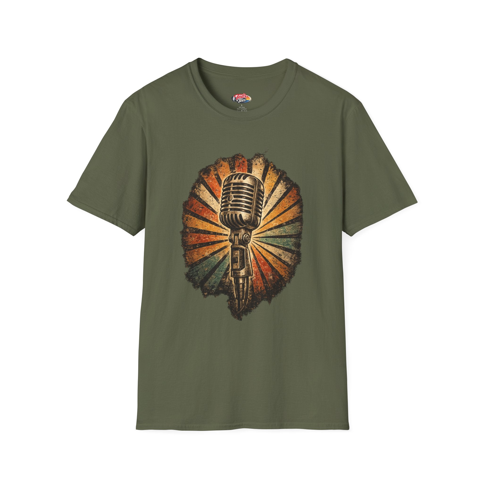 Vintage Microphone T-Shirt — Retro Radio Singer Graphic Tee