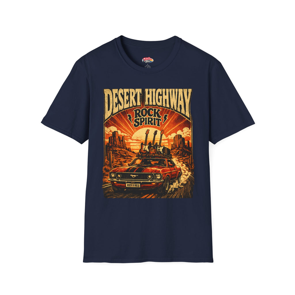 Desert Highway T-Shirt — 'Desert Highway Rock Spirit' Vintage Muscle Car Graphic Tee