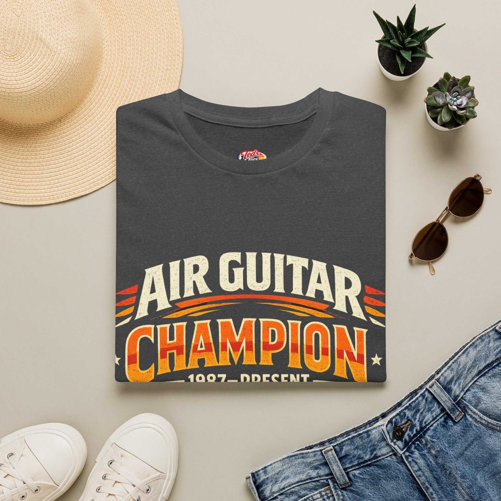 Air Guitar Champion T-Shirt — Retro Rock Music Tee (1987–Present)