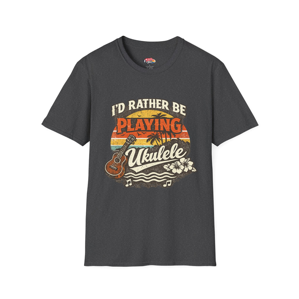 I'd Rather Be Playing Ukulele T-Shirt — Retro Beach Music Tee