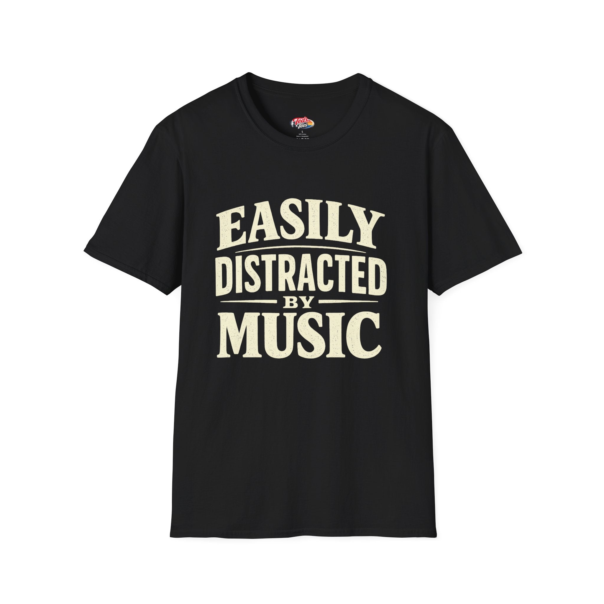 Easily Distracted by Music T‑Shirt — Funny Music Lover Graphic Tee