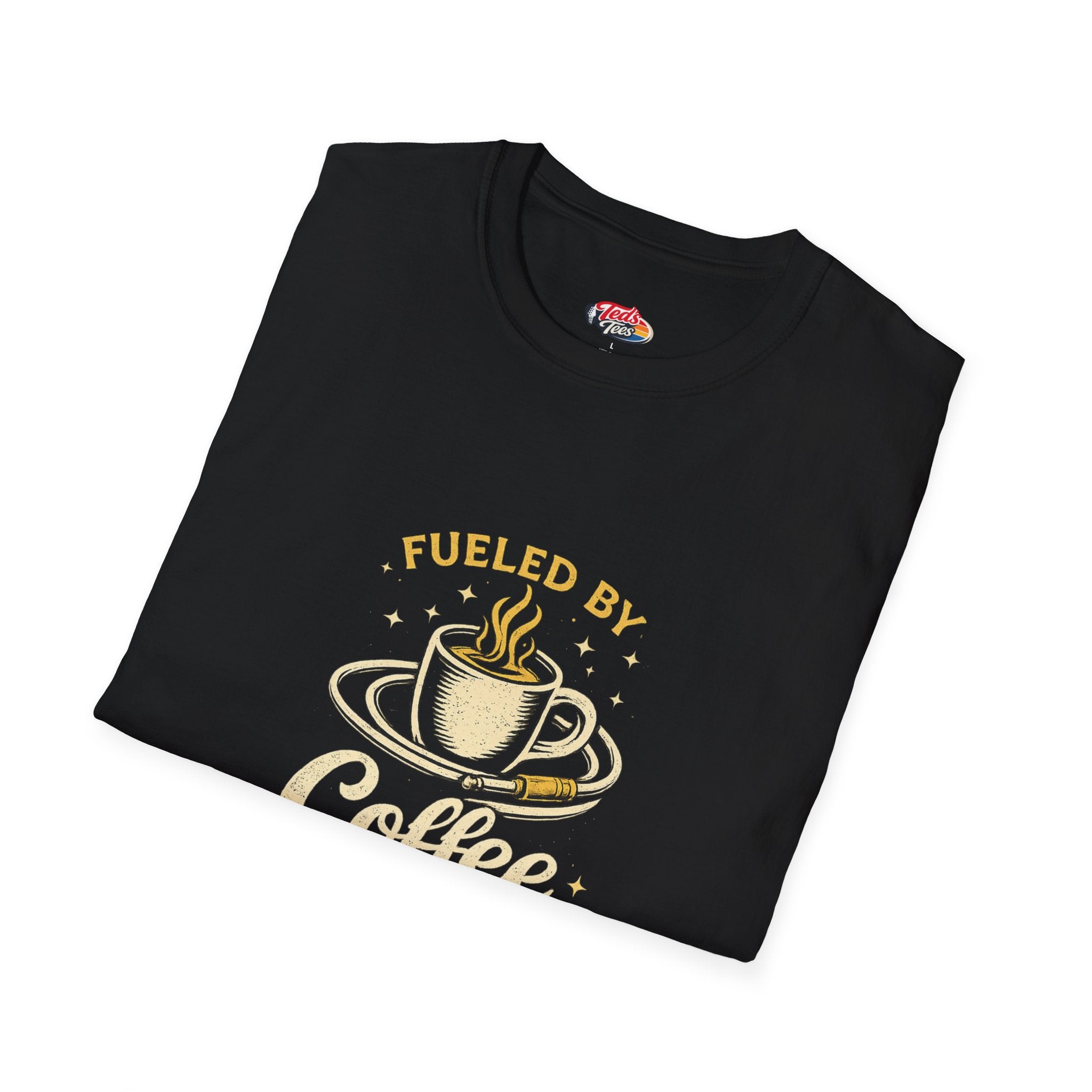 Coffee & Guitar Solos T-Shirt — Fueled By Coffee Graphic Tee for Musicians