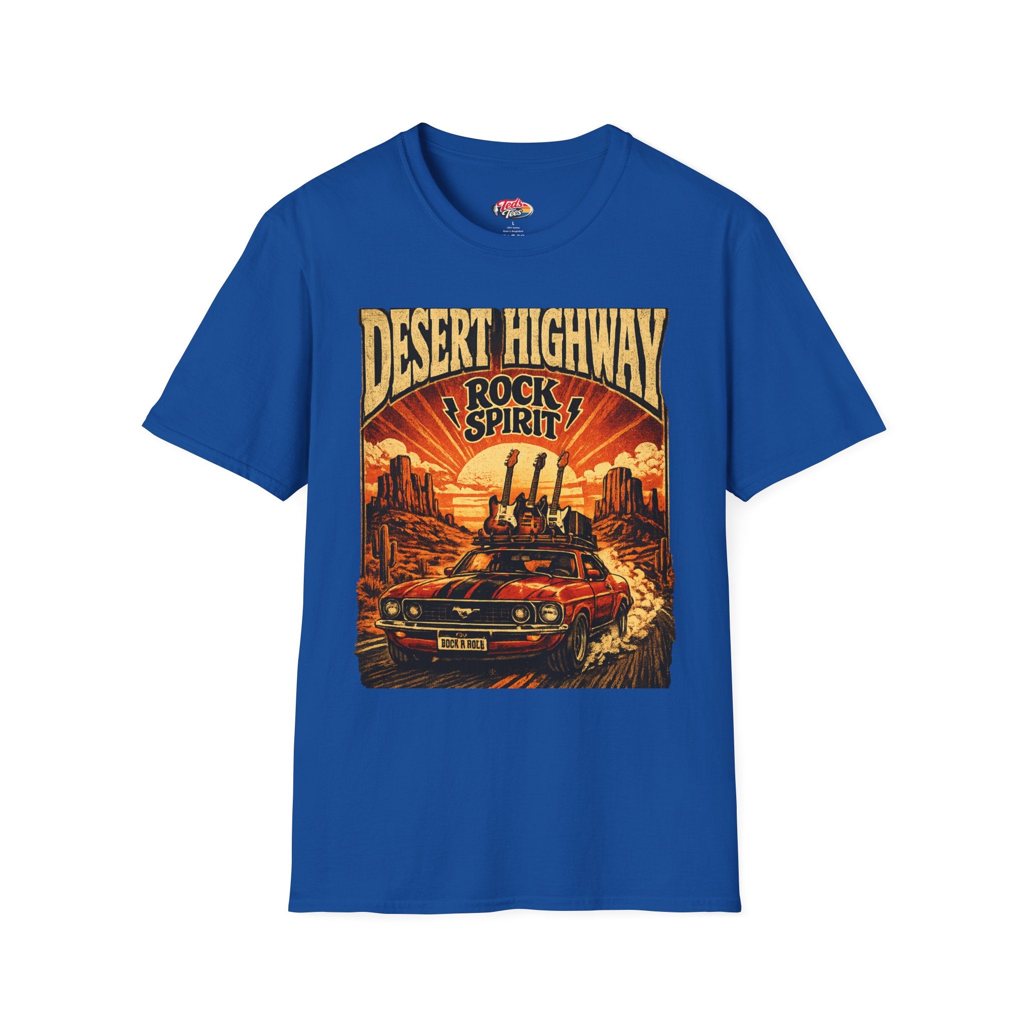 Desert Highway T-Shirt — 'Desert Highway Rock Spirit' Vintage Muscle Car Graphic Tee