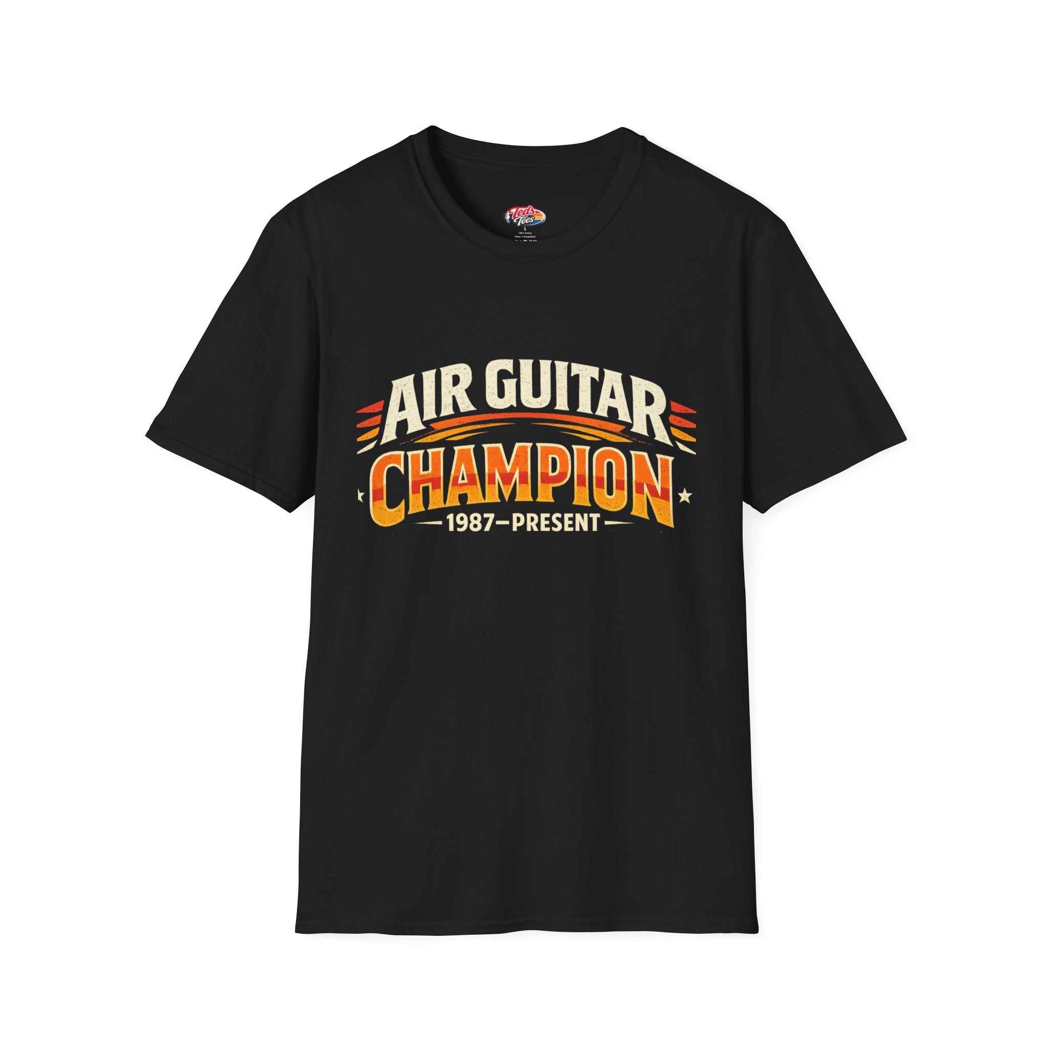 Air Guitar Champion T-Shirt — Retro Rock Music Tee (1987–Present)