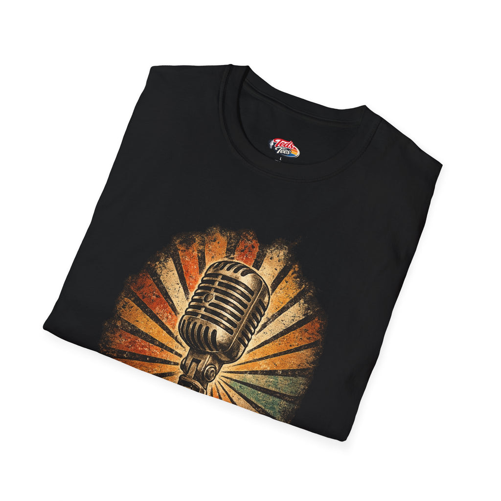 Vintage Microphone T-Shirt — Retro Radio Singer Graphic Tee