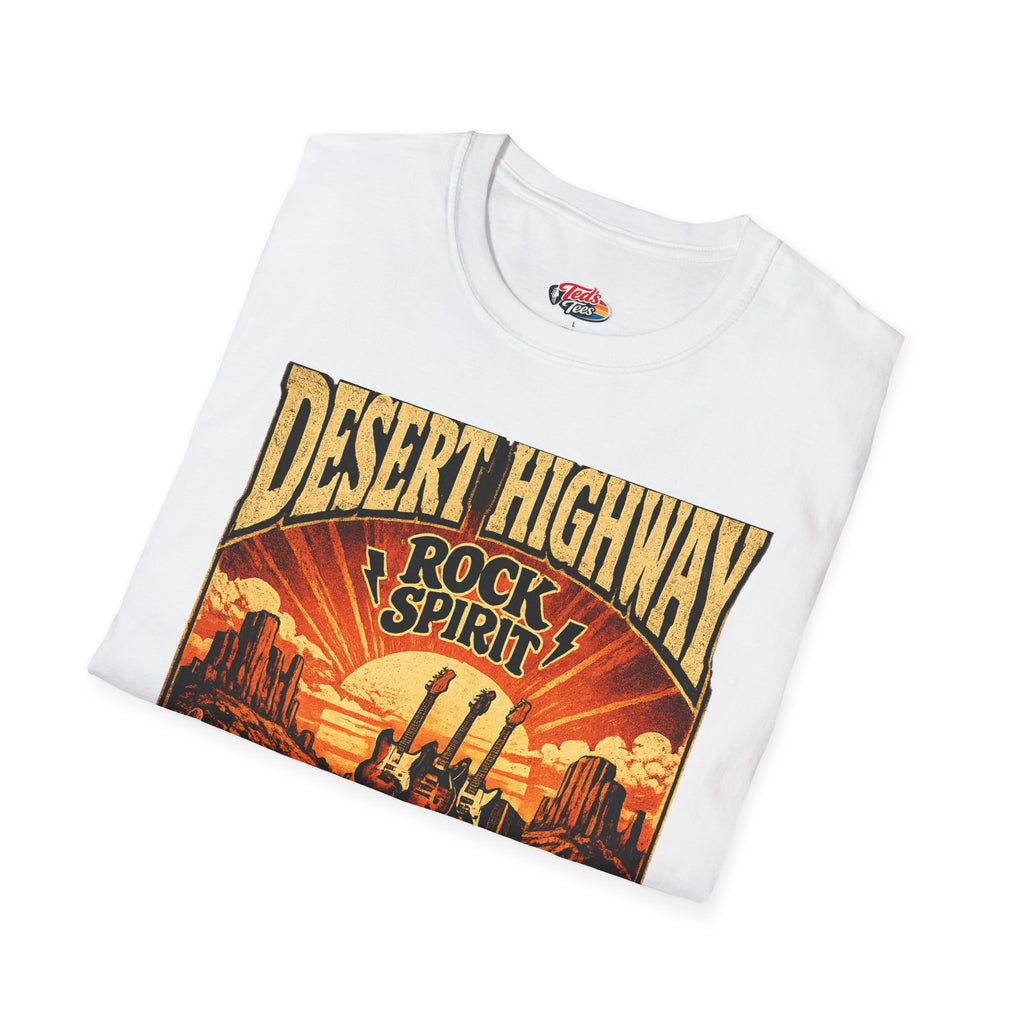 Desert Highway T-Shirt — 'Desert Highway Rock Spirit' Vintage Muscle Car Graphic Tee