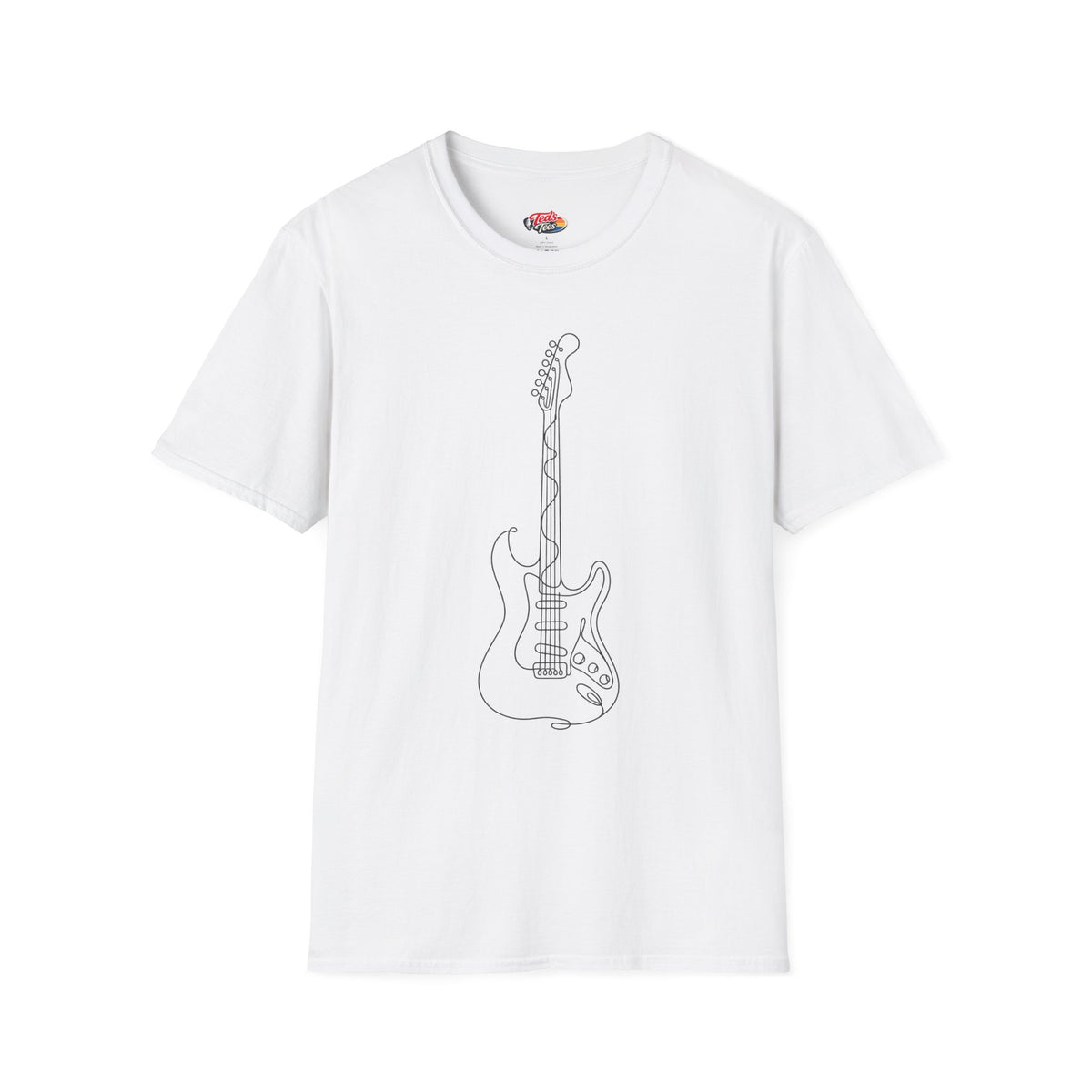 Line art guitar t-shirt