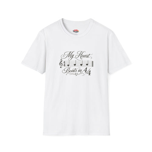 "My Heart Beats in 4/4" Musical Note Tee