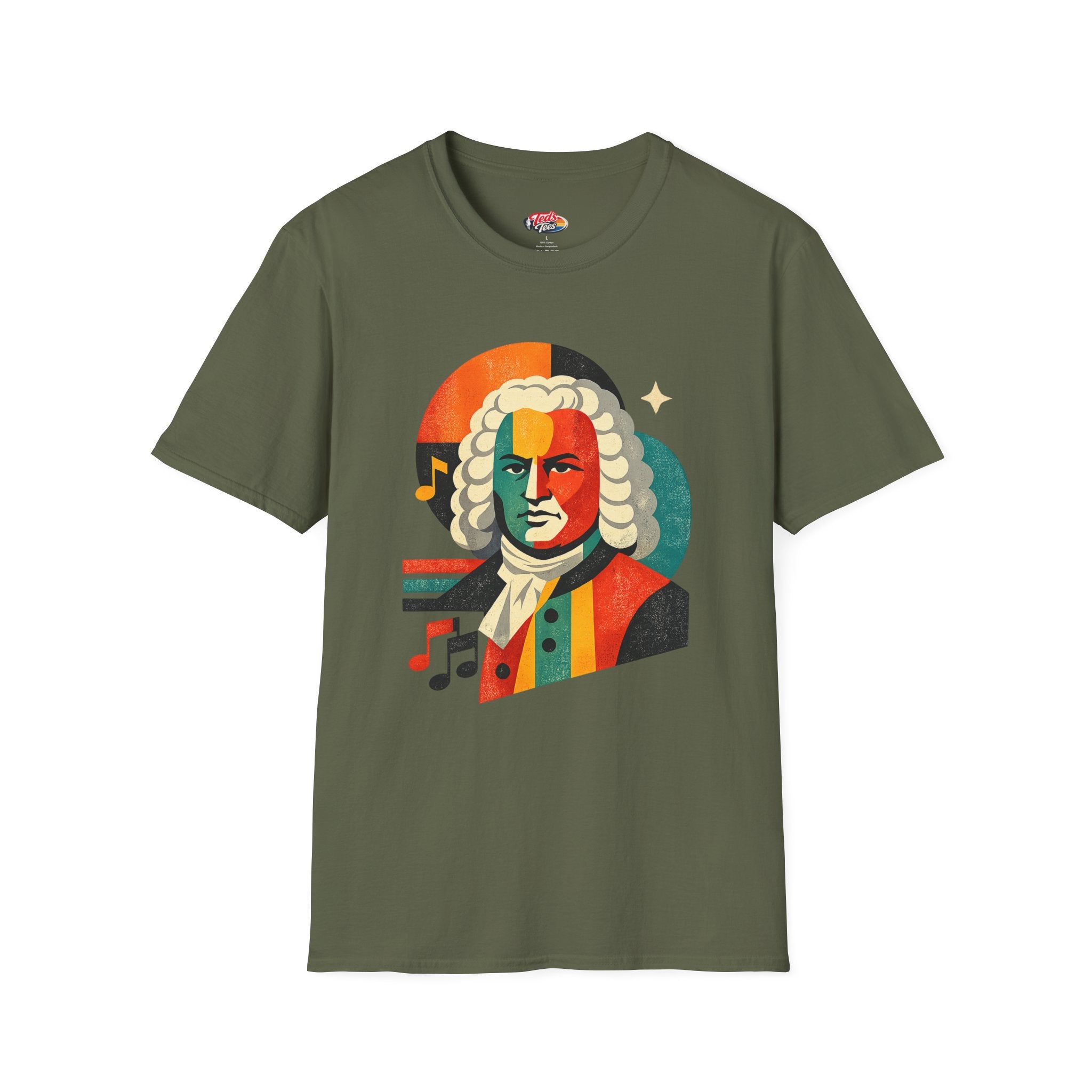 Bach Portrait Graphic T‑Shirt — Vintage Classical Music Tee